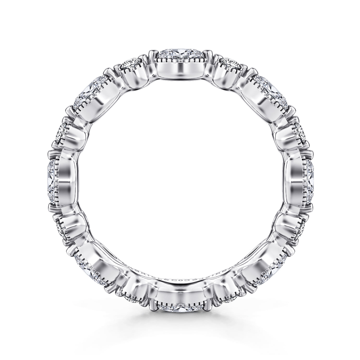 Double Prongs and Diamond Eternity Band in 14K White Gold, photograph 2