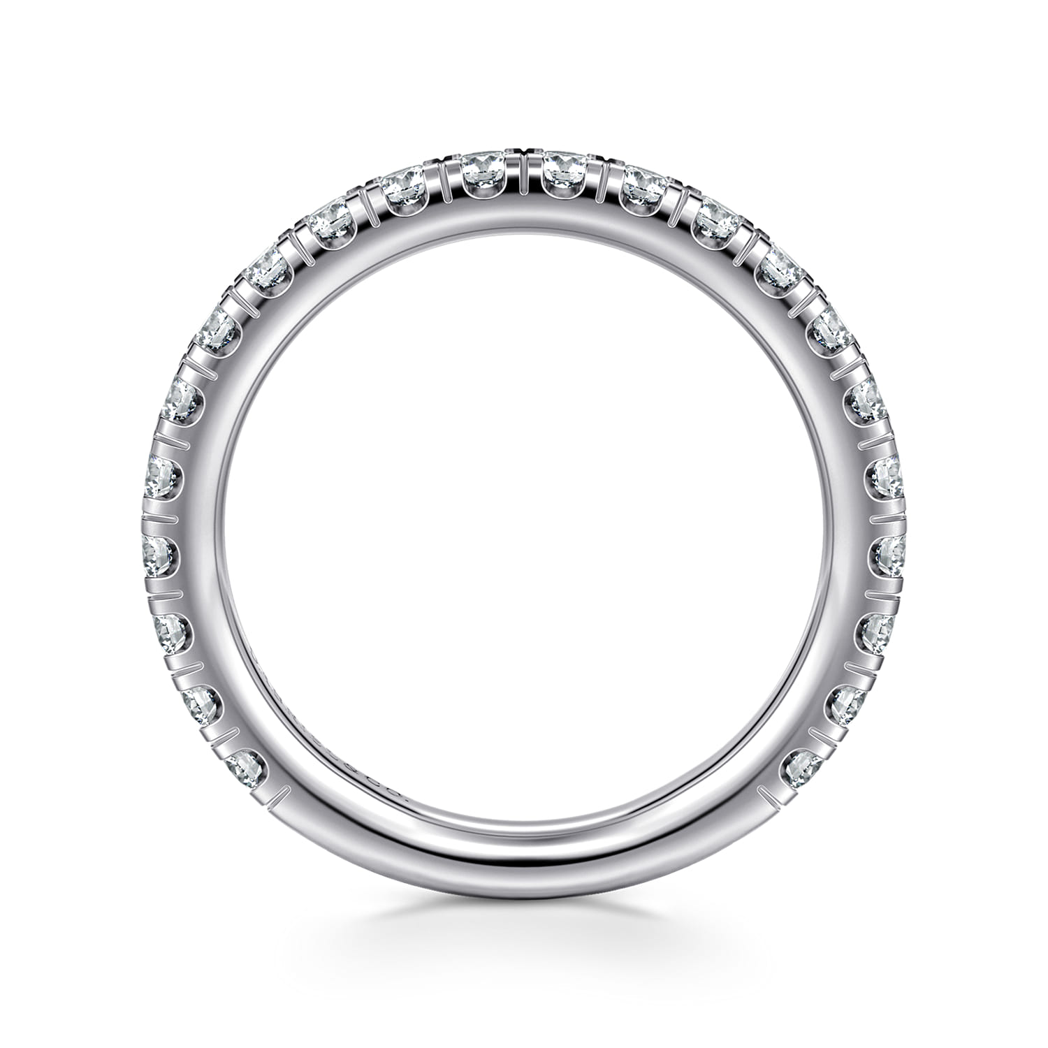 French Pave Set Diamond Wedding Band in 14K White Gold, photograph 2