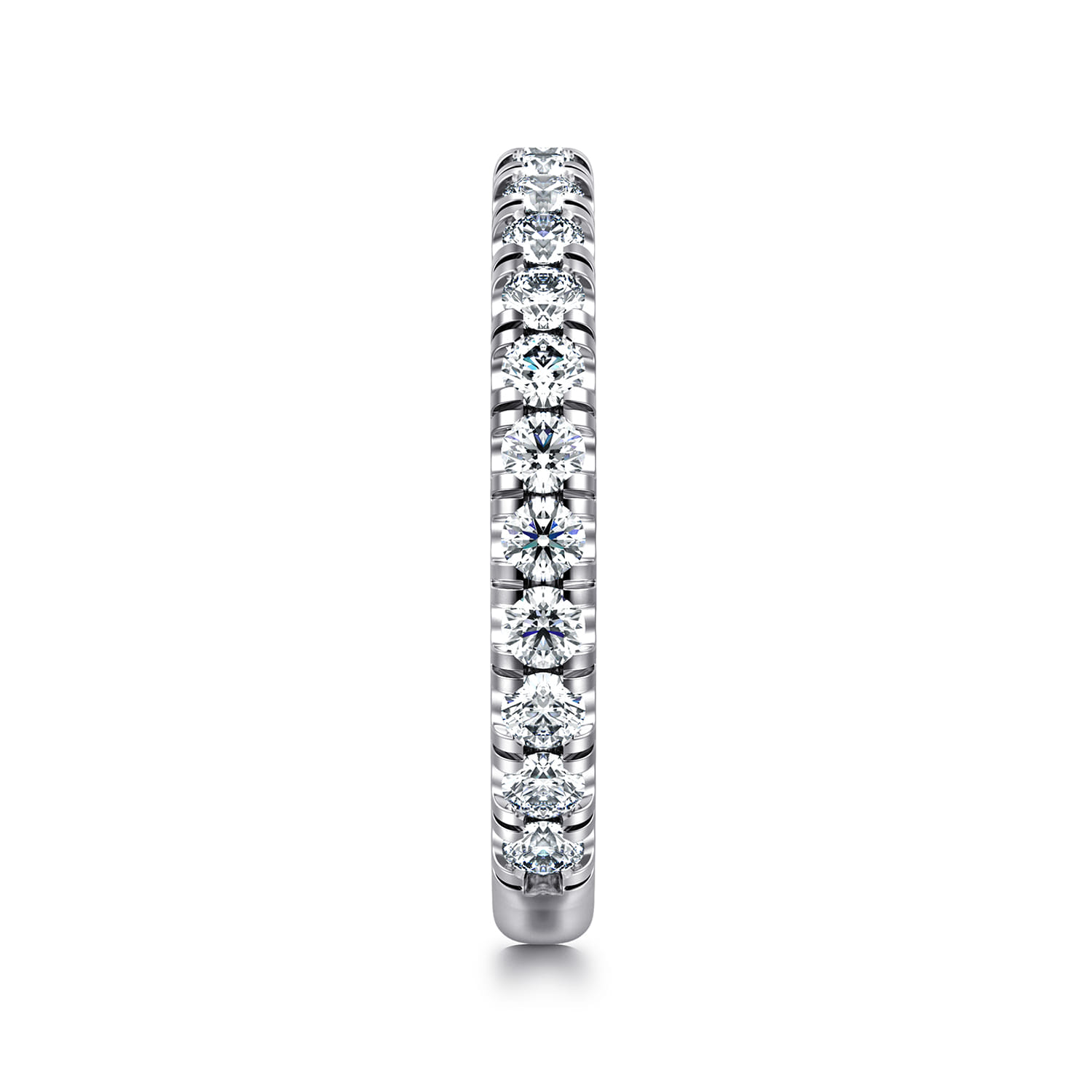 French Pave Set Diamond Wedding Band in 14K White Gold, photograph 4