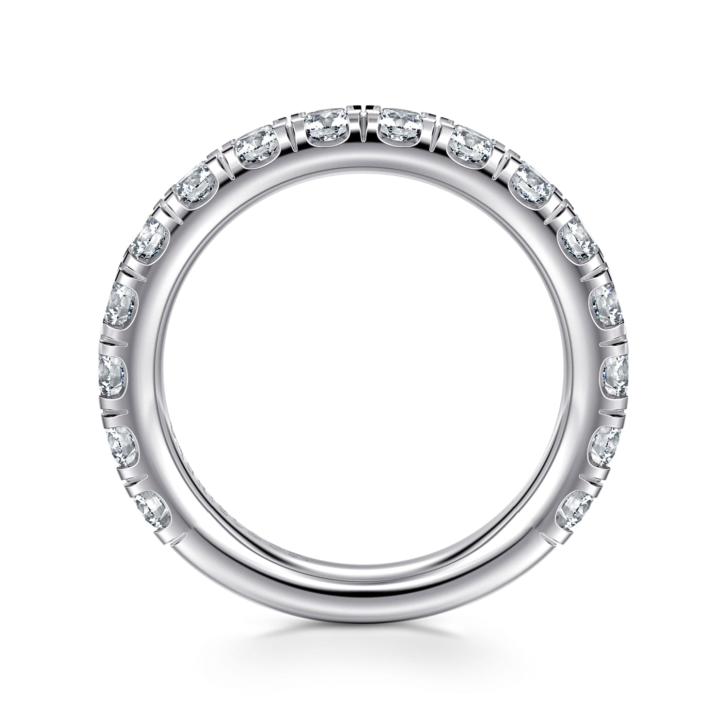 French Pave Set Diamond Wedding Band in 14K White Gold, photograph 2