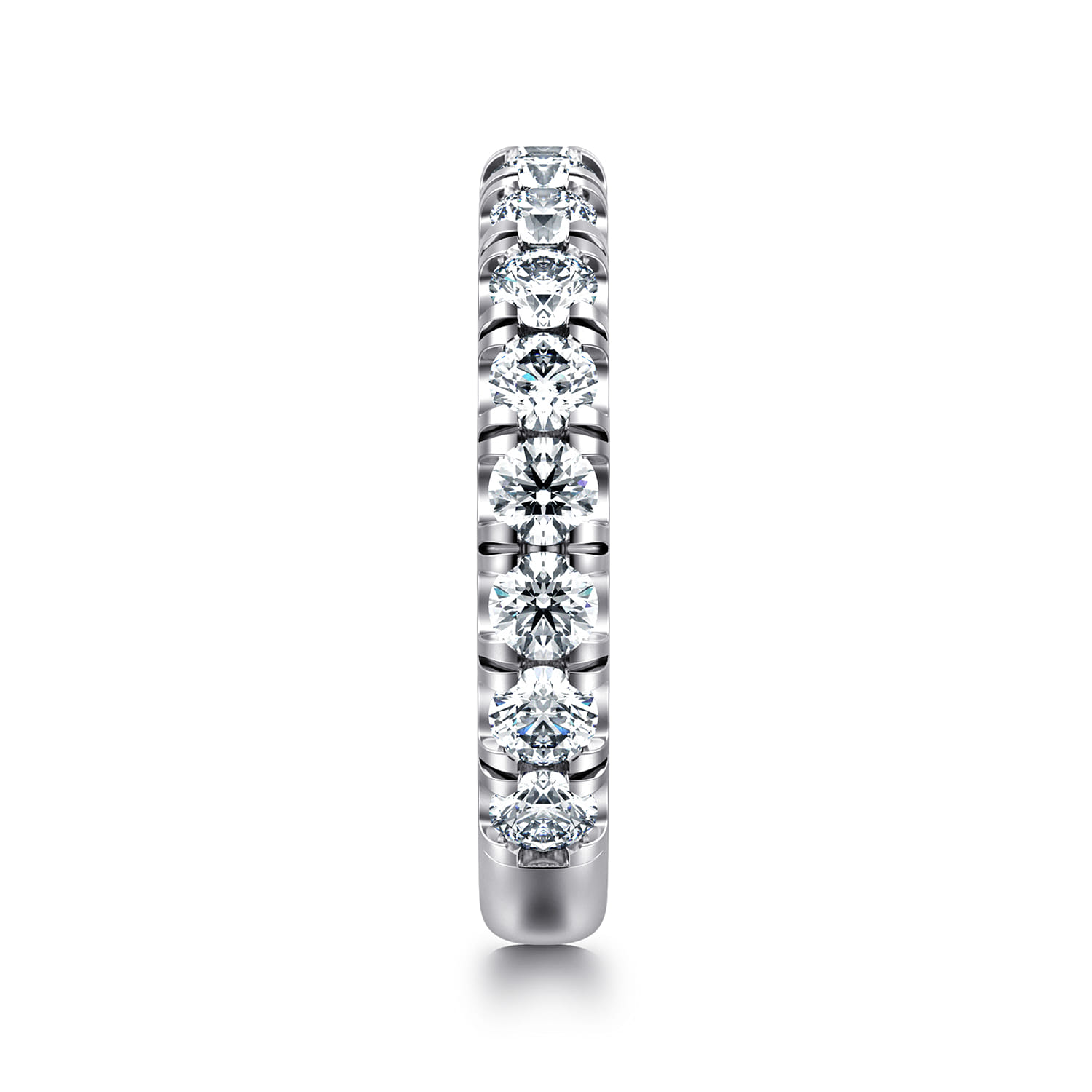 French Pave Set Diamond Wedding Band in 14K White Gold, photograph 4
