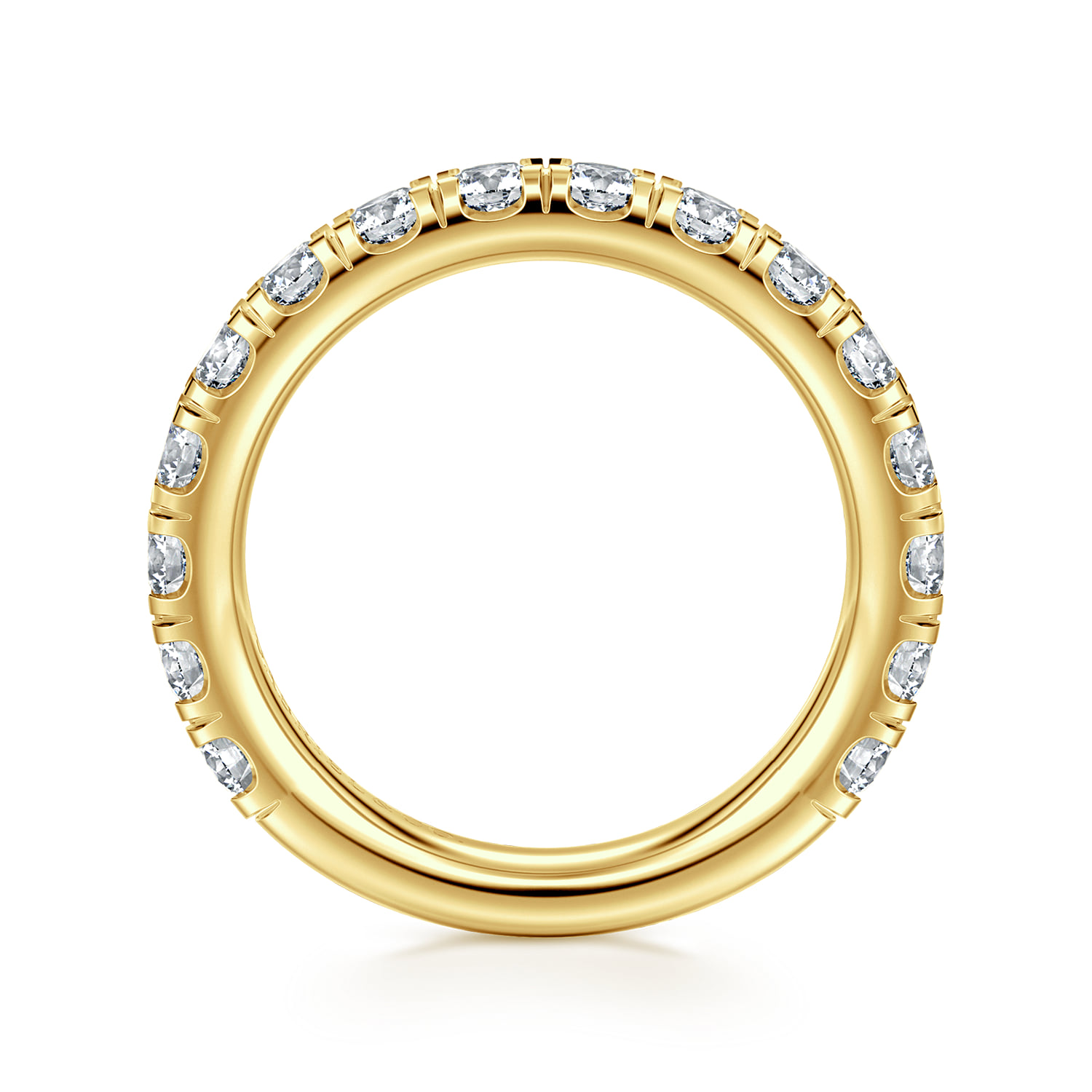 French Pave Set Diamond Wedding Band in 14K Yellow Gold, photograph 2