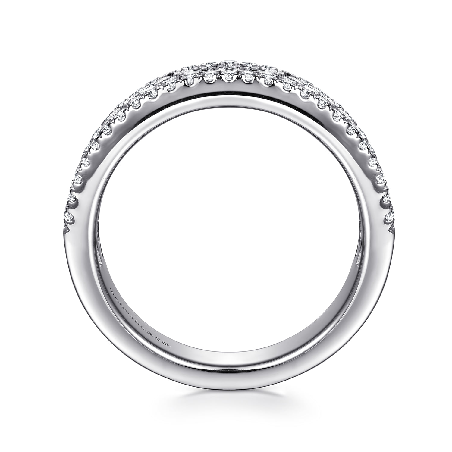 U setting and Channel Baguette Diamond Anniversary Band in 14K White Gold, photograph 2