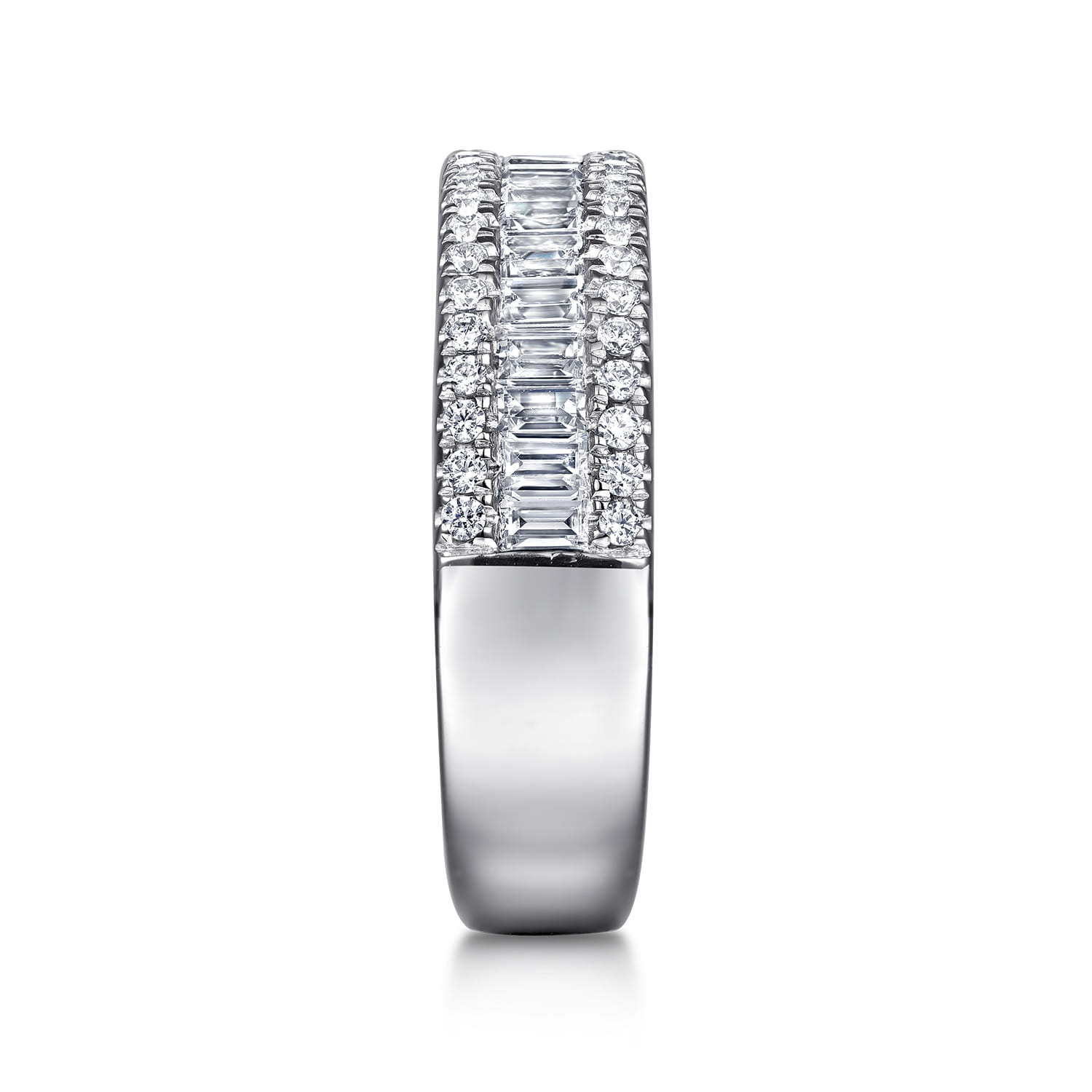 U setting and Channel Baguette Diamond Anniversary Band in 14K White Gold, photograph 4