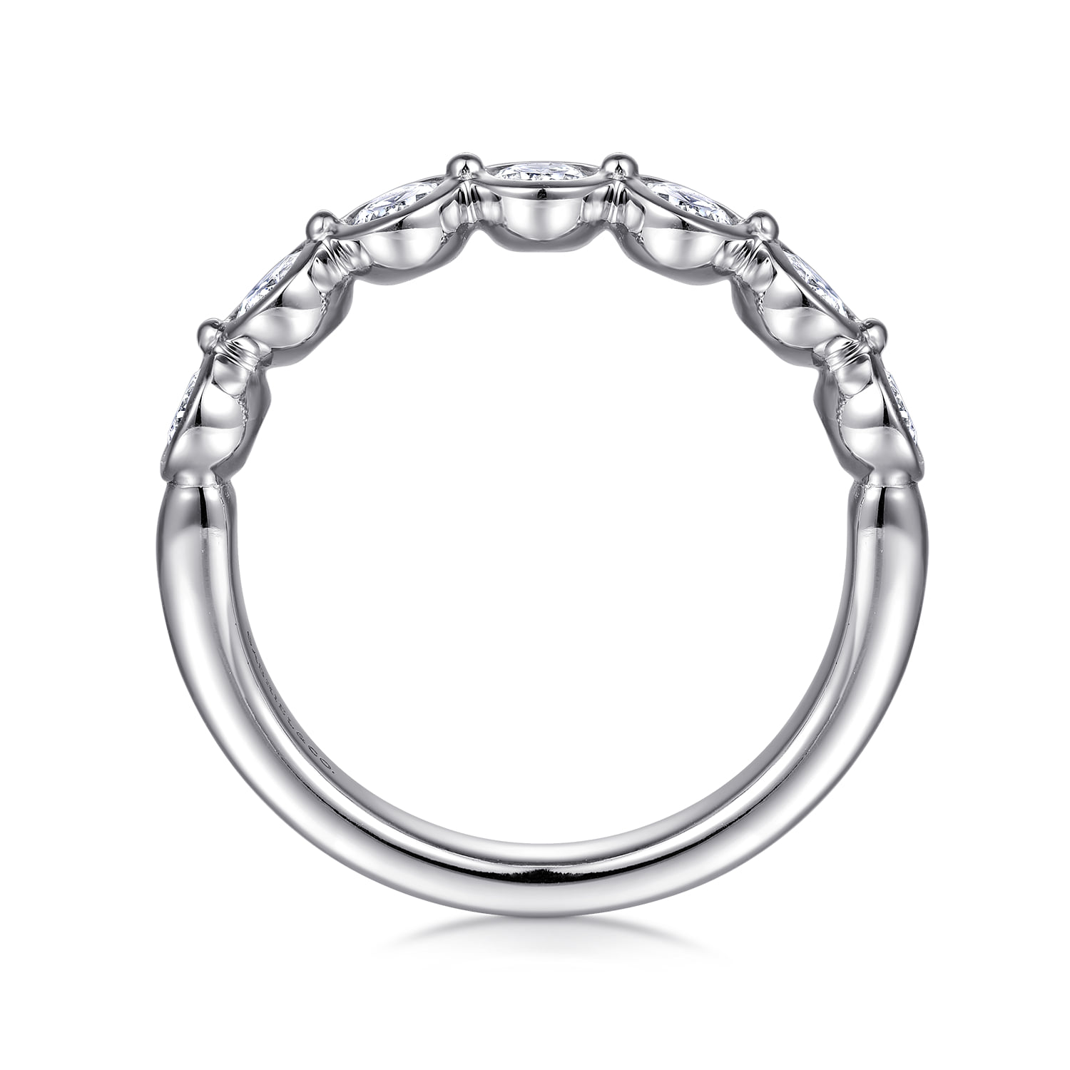 Bezel 7 Stone Diamond Anniversary Band in 14K White Gold, photograph 2