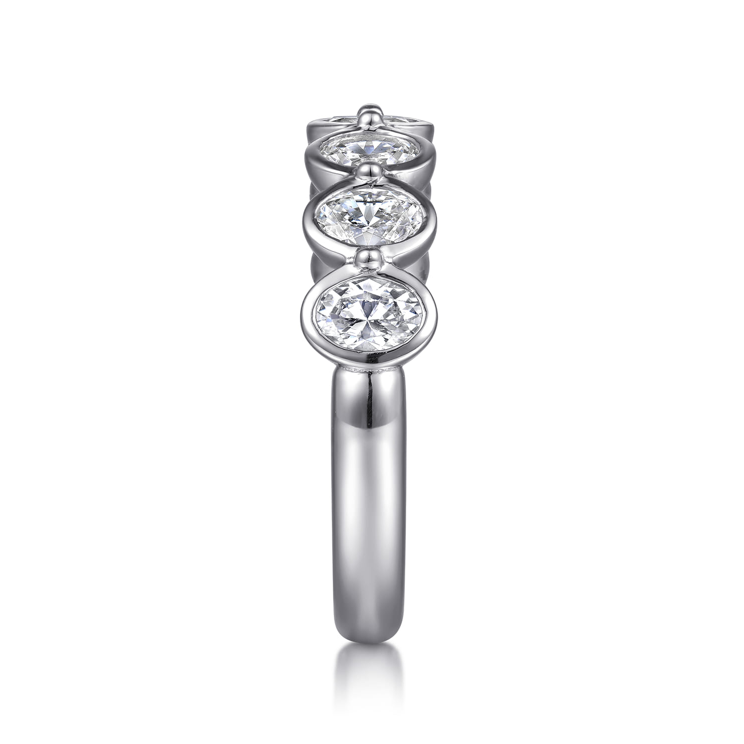 Bezel 7 Stone Diamond Anniversary Band in 14K White Gold, photograph 4