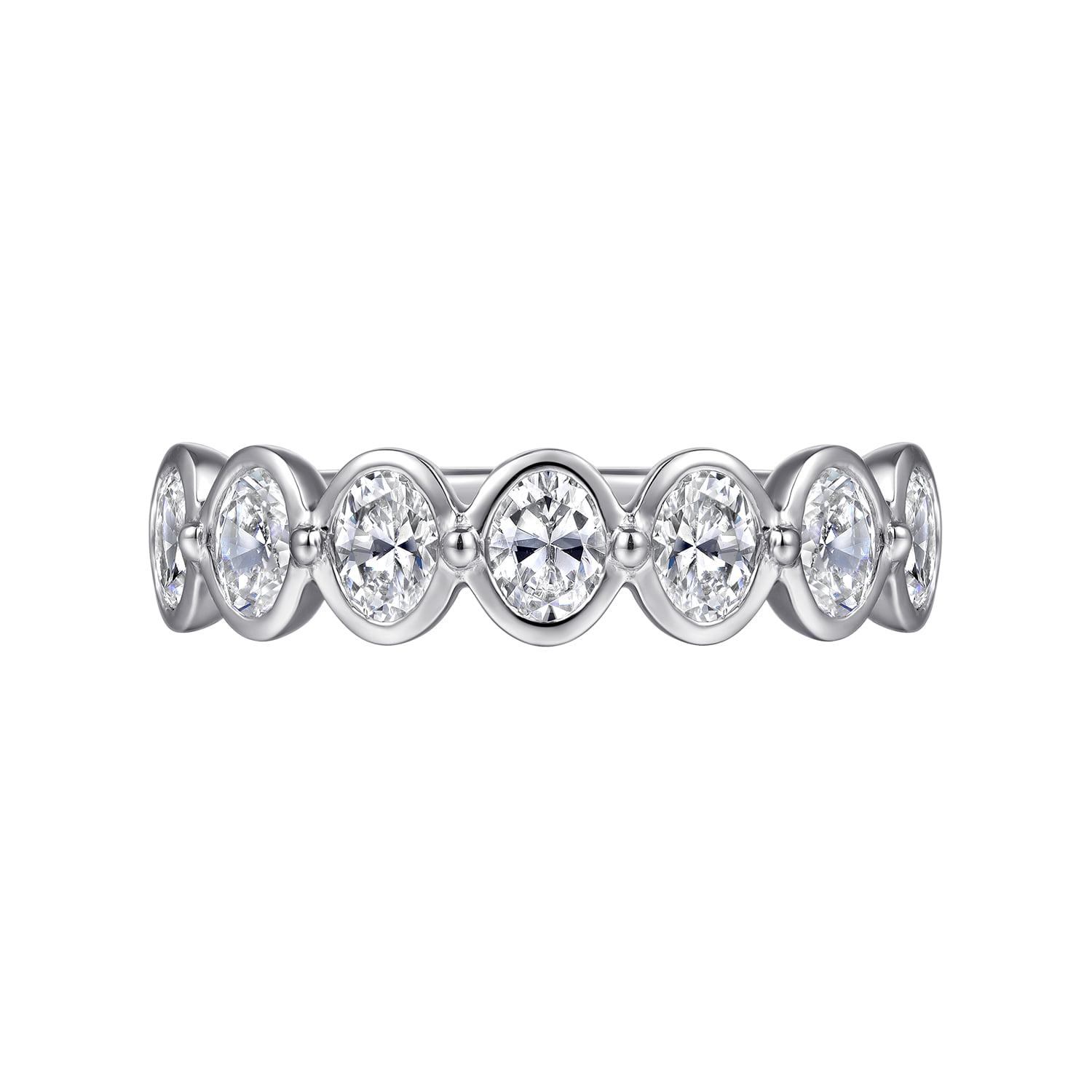 Bezel 7 Stone Diamond Anniversary Band in 14K White Gold, photograph 6