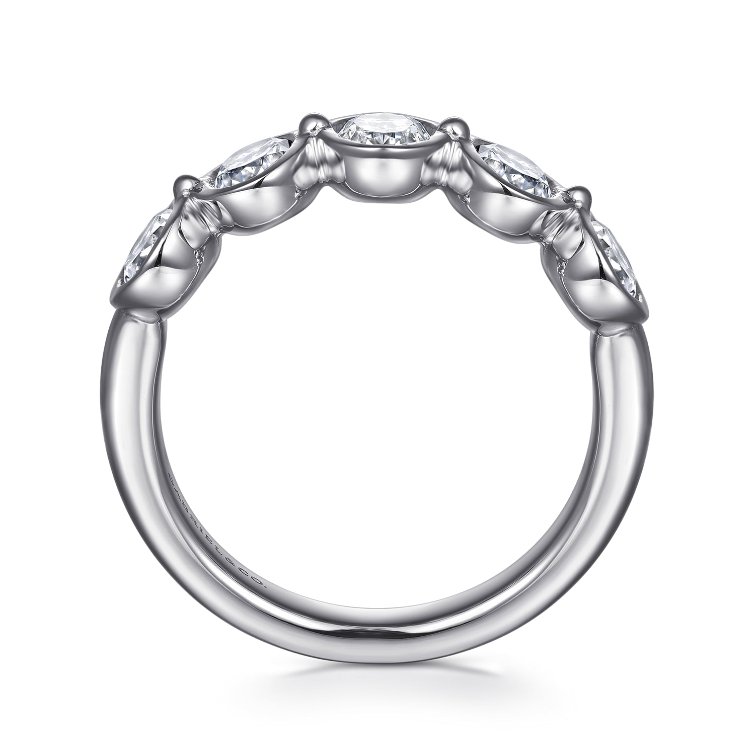 Bezel 5 Stone Diamond Anniversary Band in 14K White Gold, photograph 2