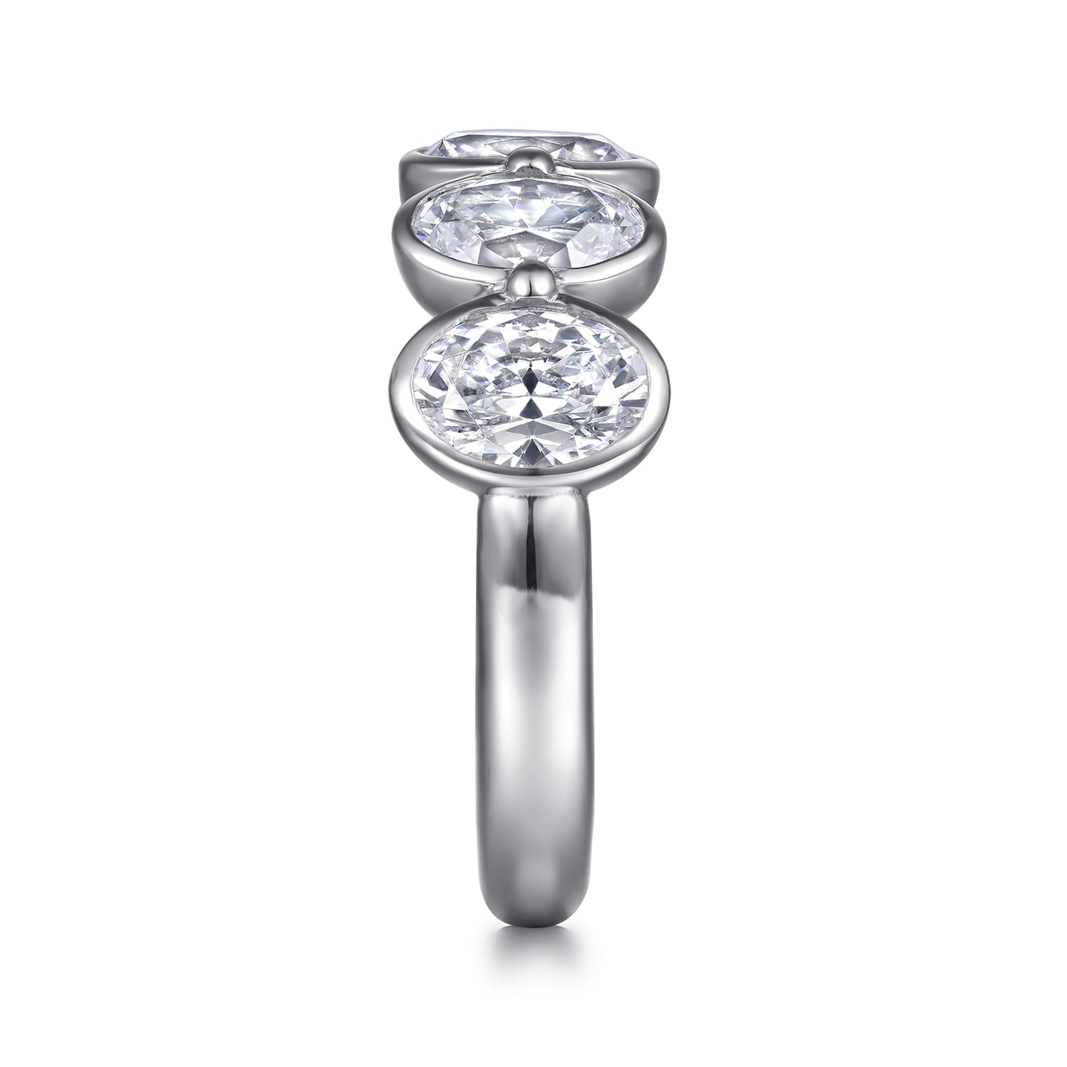 Bezel 5 Stone Diamond Anniversary Band in 14K White Gold, photograph 4