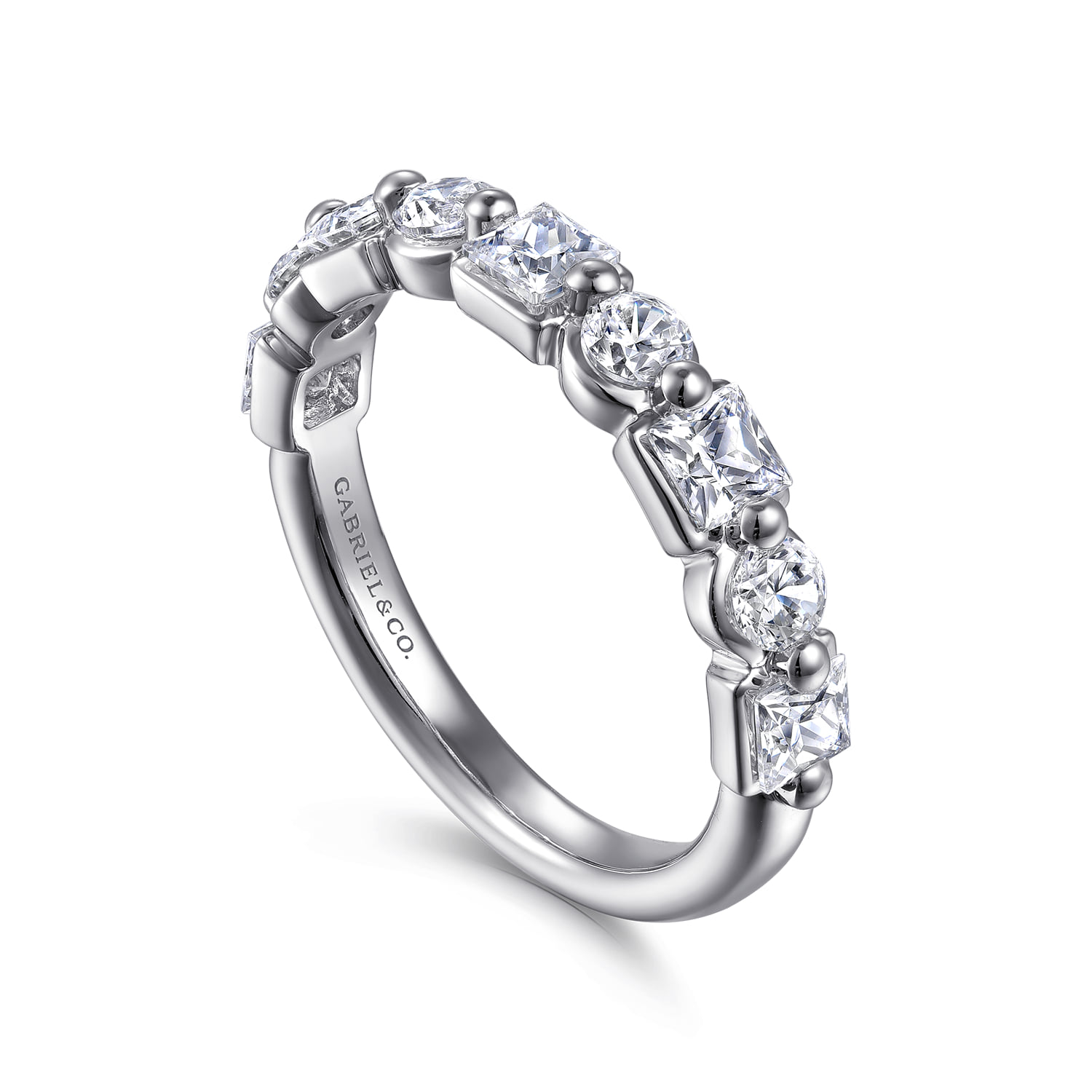 Prong and Diamond Anniversary Band in 14K White Gold, photograph 3
