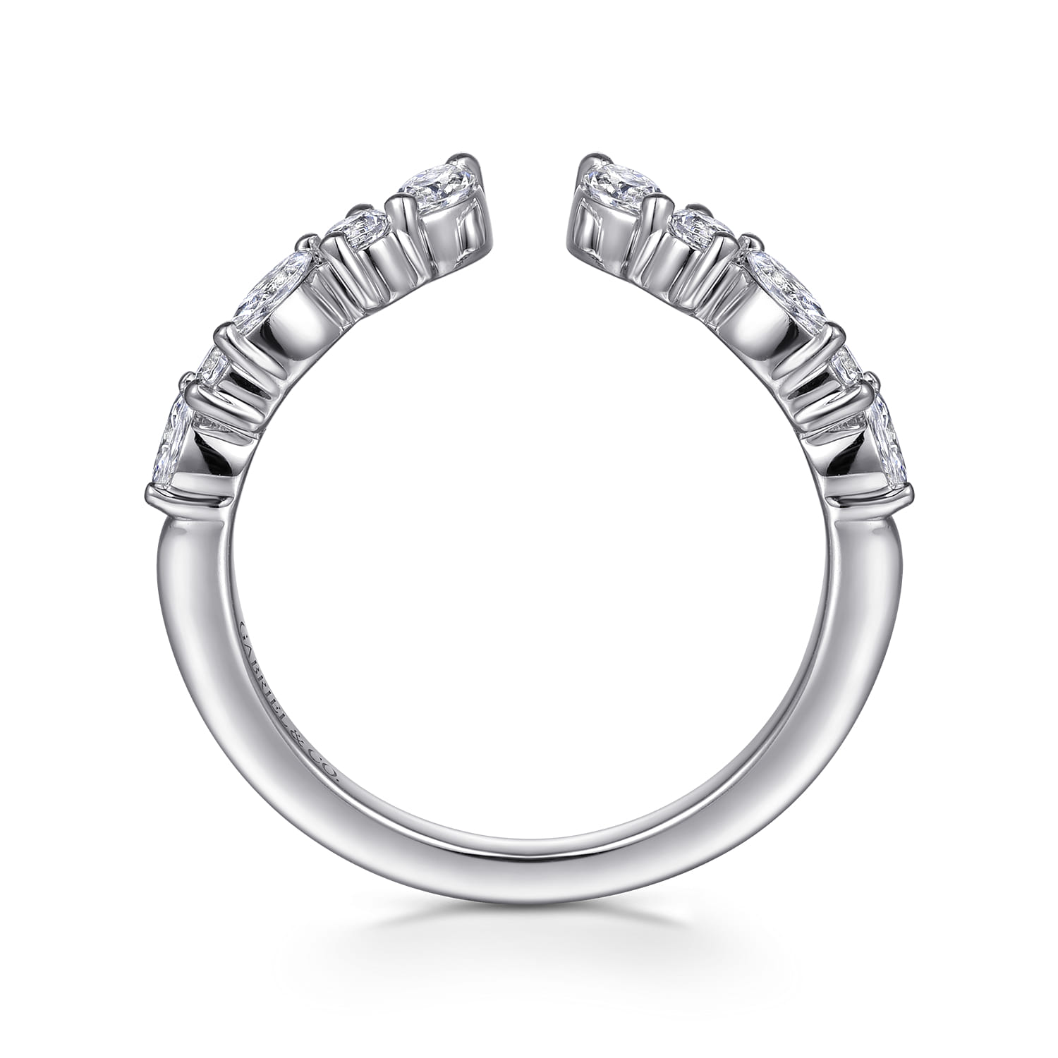 Prong and Open Diamond Anniversary Band in 14K White Gold, photograph 2