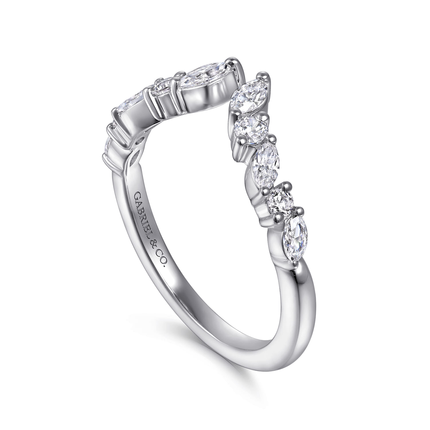 Prong and Open Diamond Anniversary Band in 14K White Gold, photograph 3