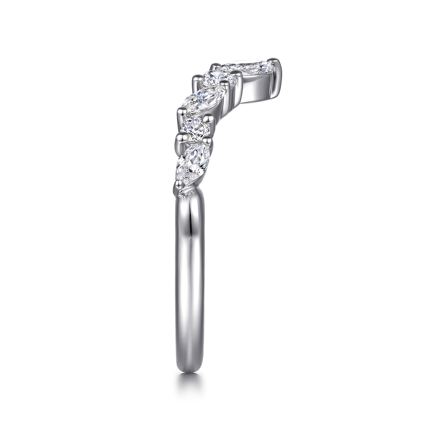 Prong and Open Diamond Anniversary Band in 14K White Gold, photograph 4