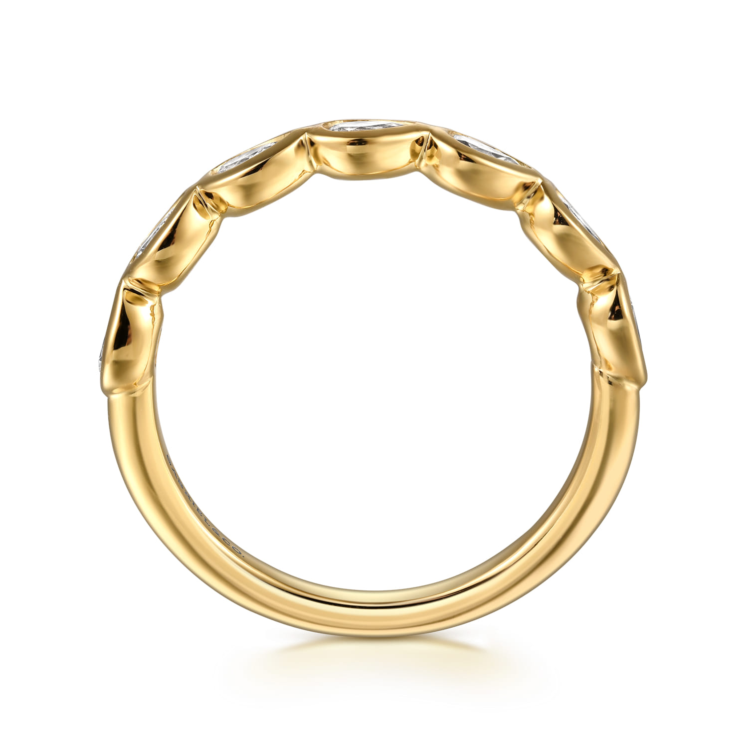 Bezel 7 Stone Diamond Anniversary Band in 14K Yellow Gold, photograph 2