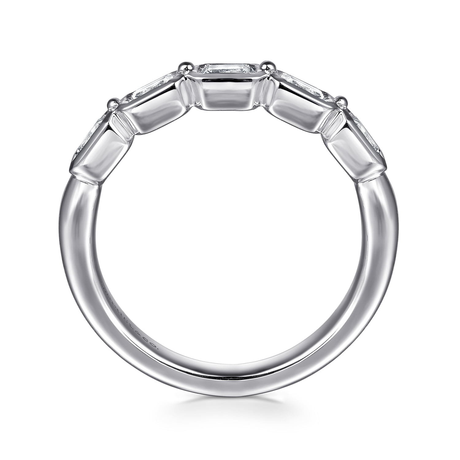 Bezel and Prong 5 Stone Diamond Anniversary Band in 14K White Gold, photograph 2