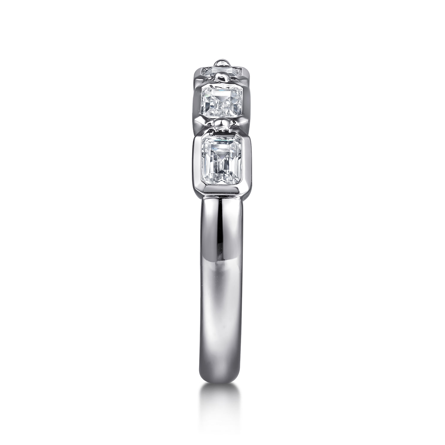 Bezel and Prong 5 Stone Diamond Anniversary Band in 14K White Gold, photograph 4