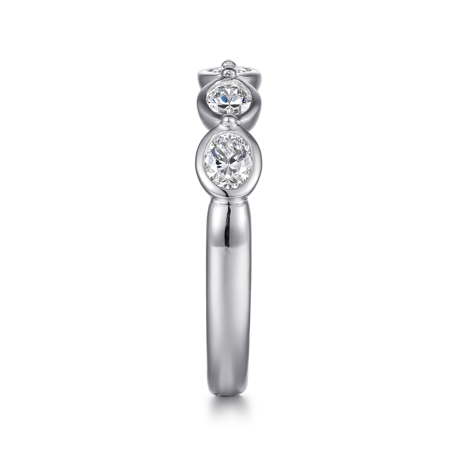 Bezel 5 Stone Diamond Anniversary Band in 14K White Gold, photograph 4