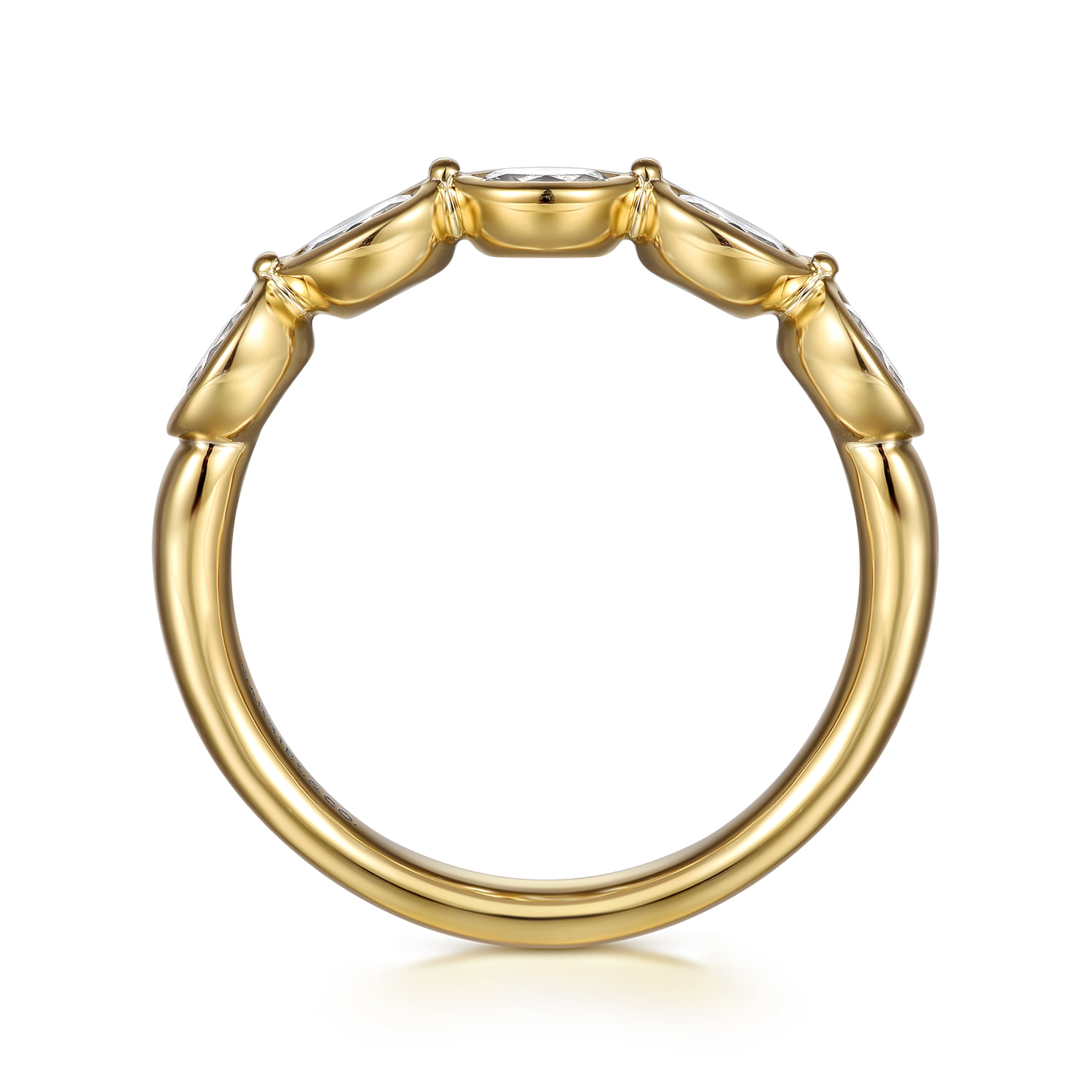 Bezel 5 Stone Diamond Anniversary Band in 14K Yellow Gold, photograph 2