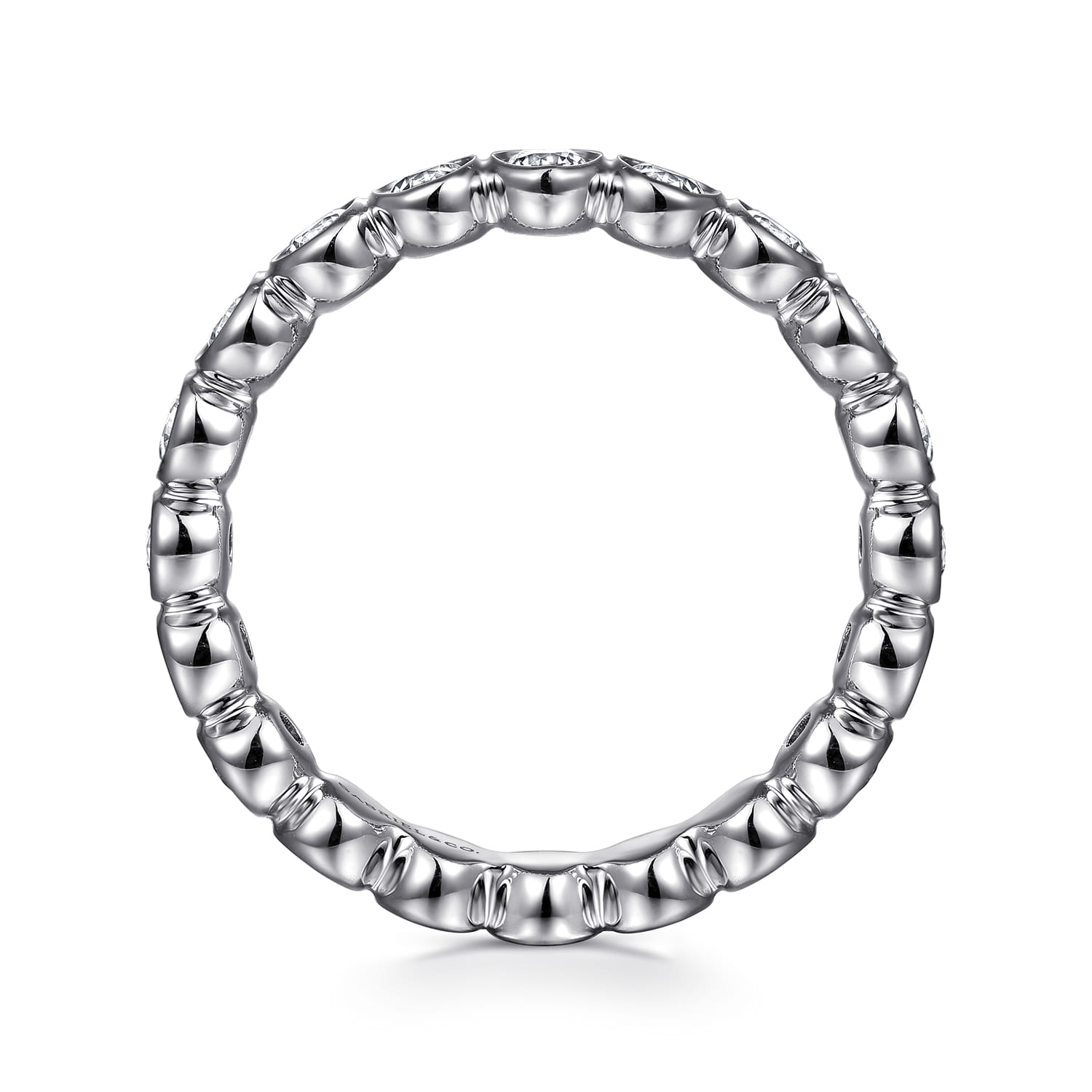 Bezel Diamond Eternity Band in 14K White Gold, photograph 2