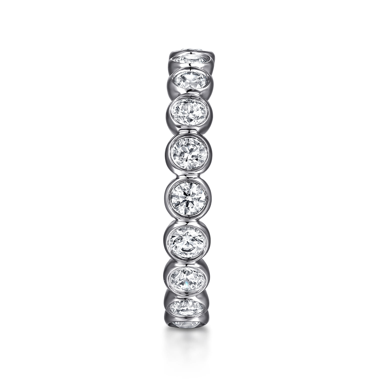 Bezel Diamond Eternity Band in 14K White Gold, photograph 4