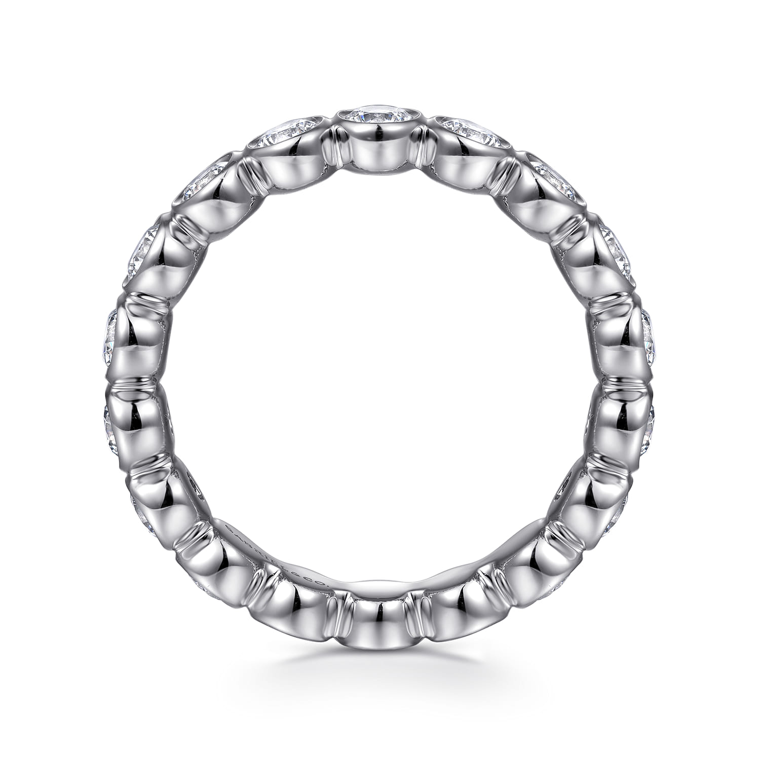 Bezel Diamond Eternity Band in 14K White Gold, photograph 2