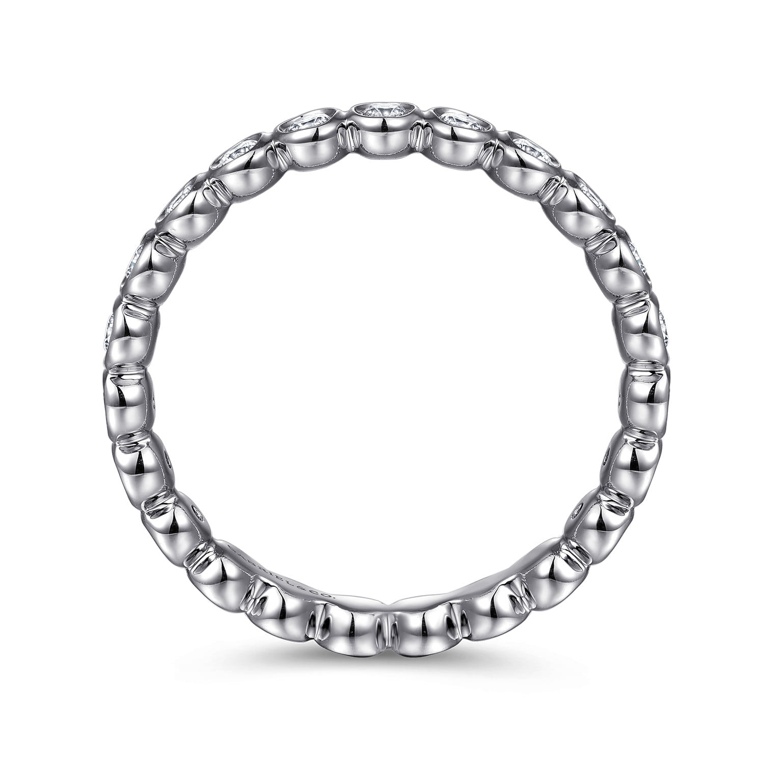 Bezel Diamond Eternity Band in 14K White Gold, photograph 2
