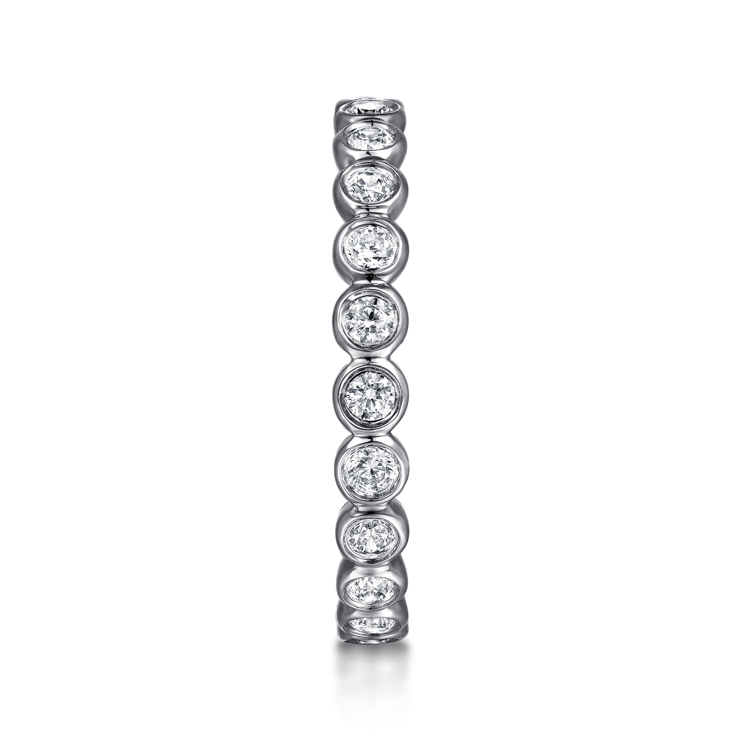 Bezel Diamond Eternity Band in 14K White Gold, photograph 4