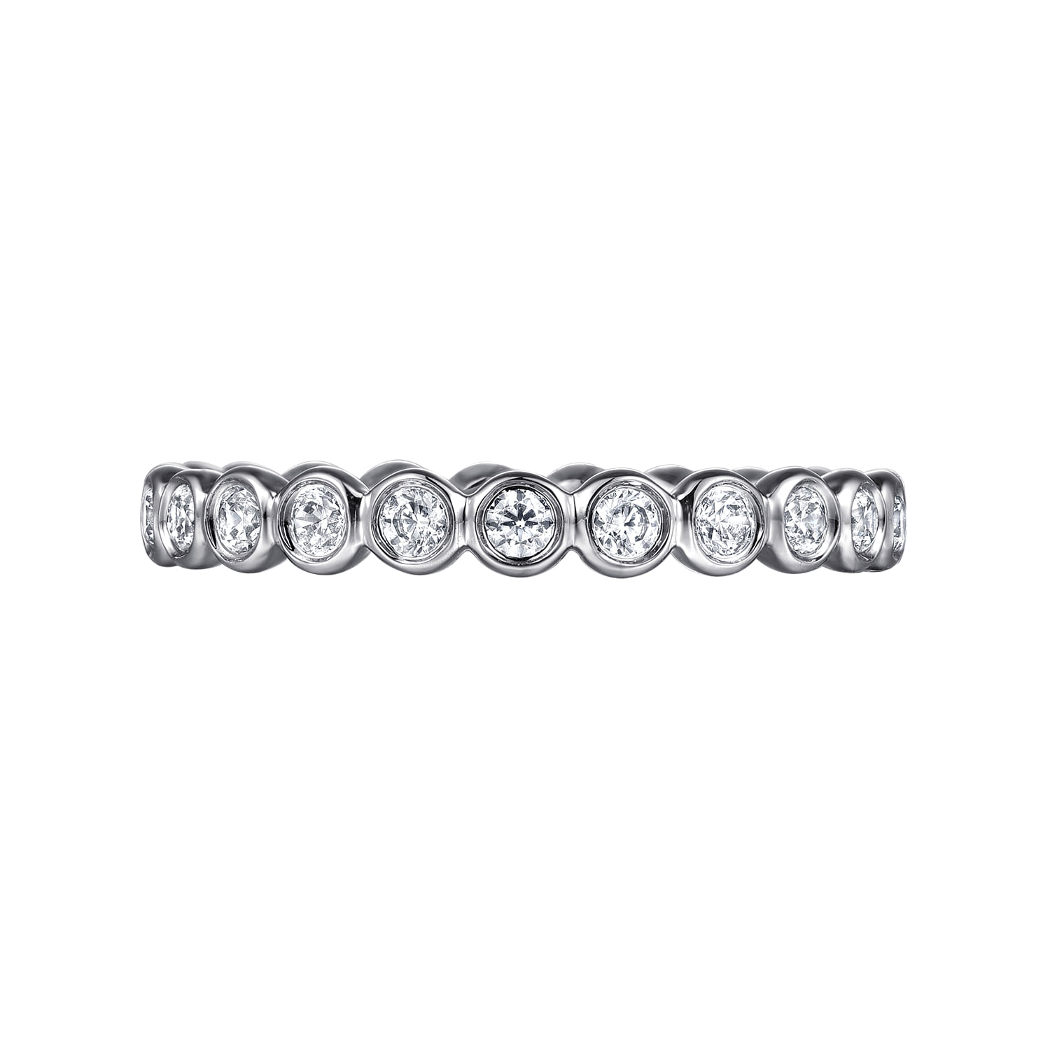 Bezel Diamond Eternity Band in 14K White Gold, photograph 6