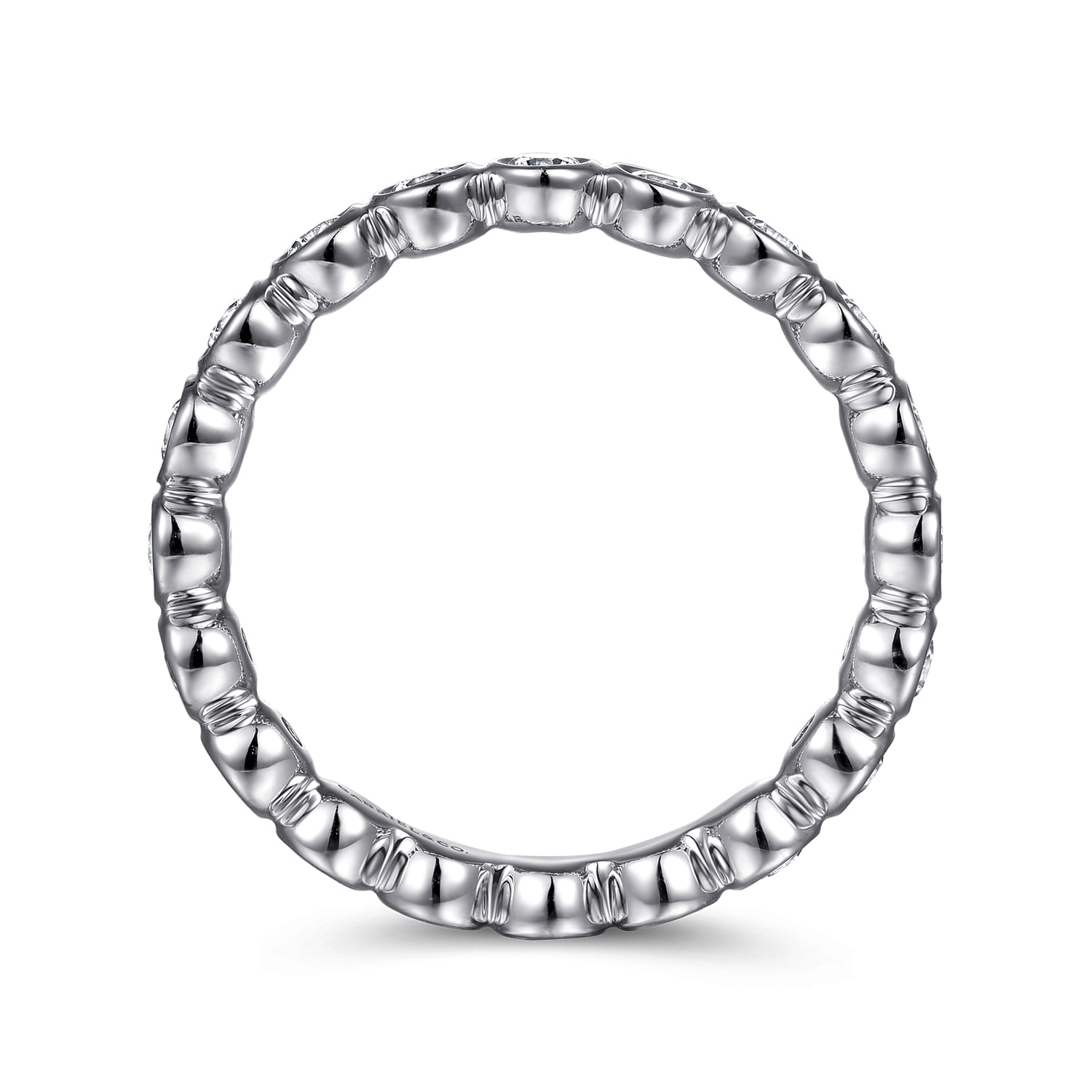 Bezel Diamond Eternity Band in 14K White Gold, photograph 2
