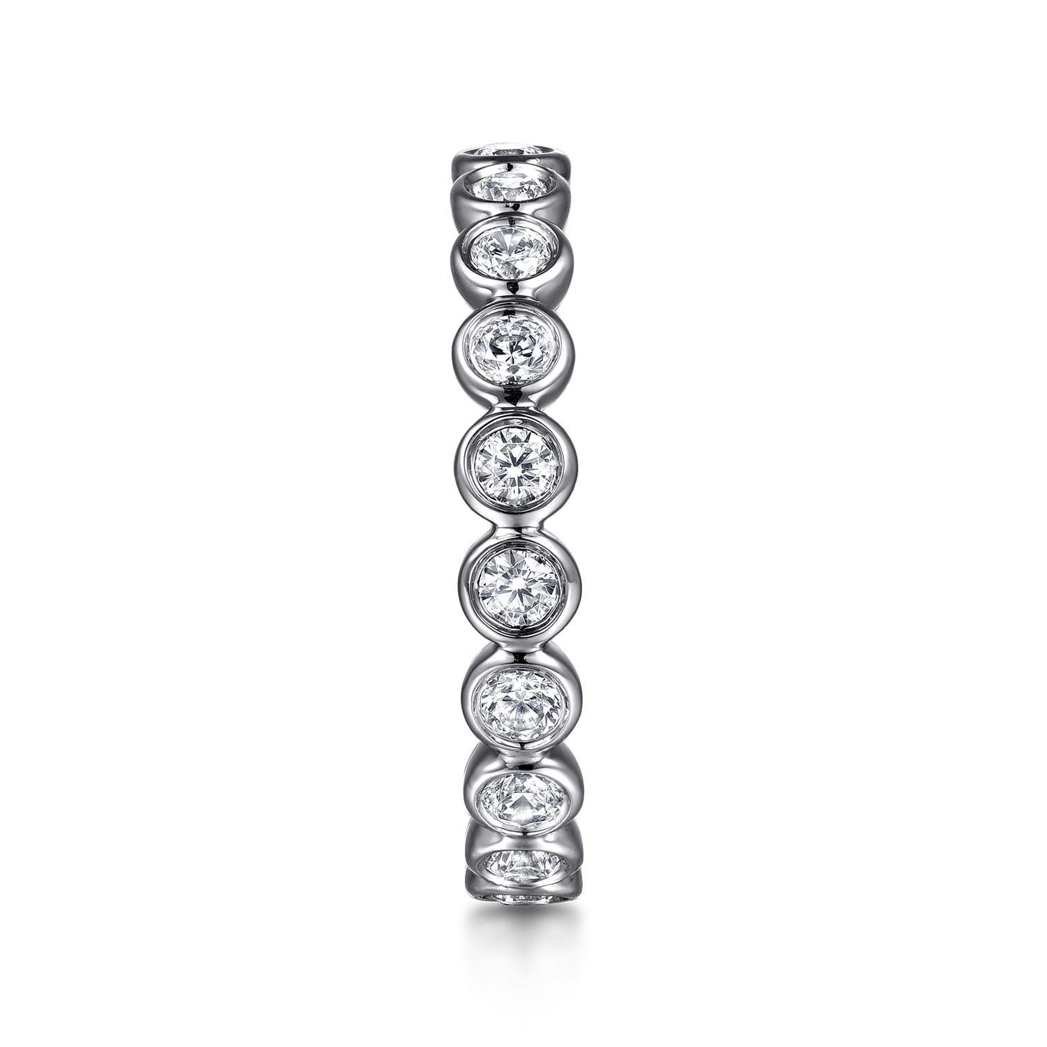 Bezel Diamond Eternity Band in 14K White Gold, photograph 4
