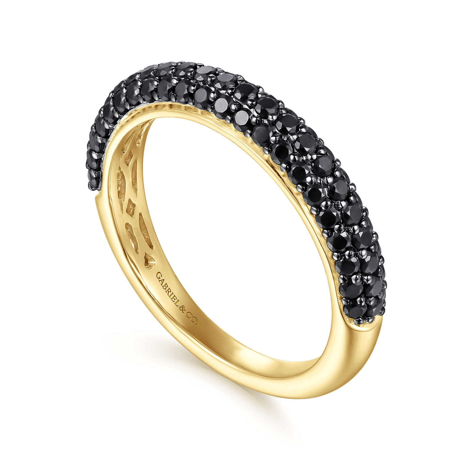 Pave Black Diamond Anniversary Band in 14K Yellow Gold, photograph 3