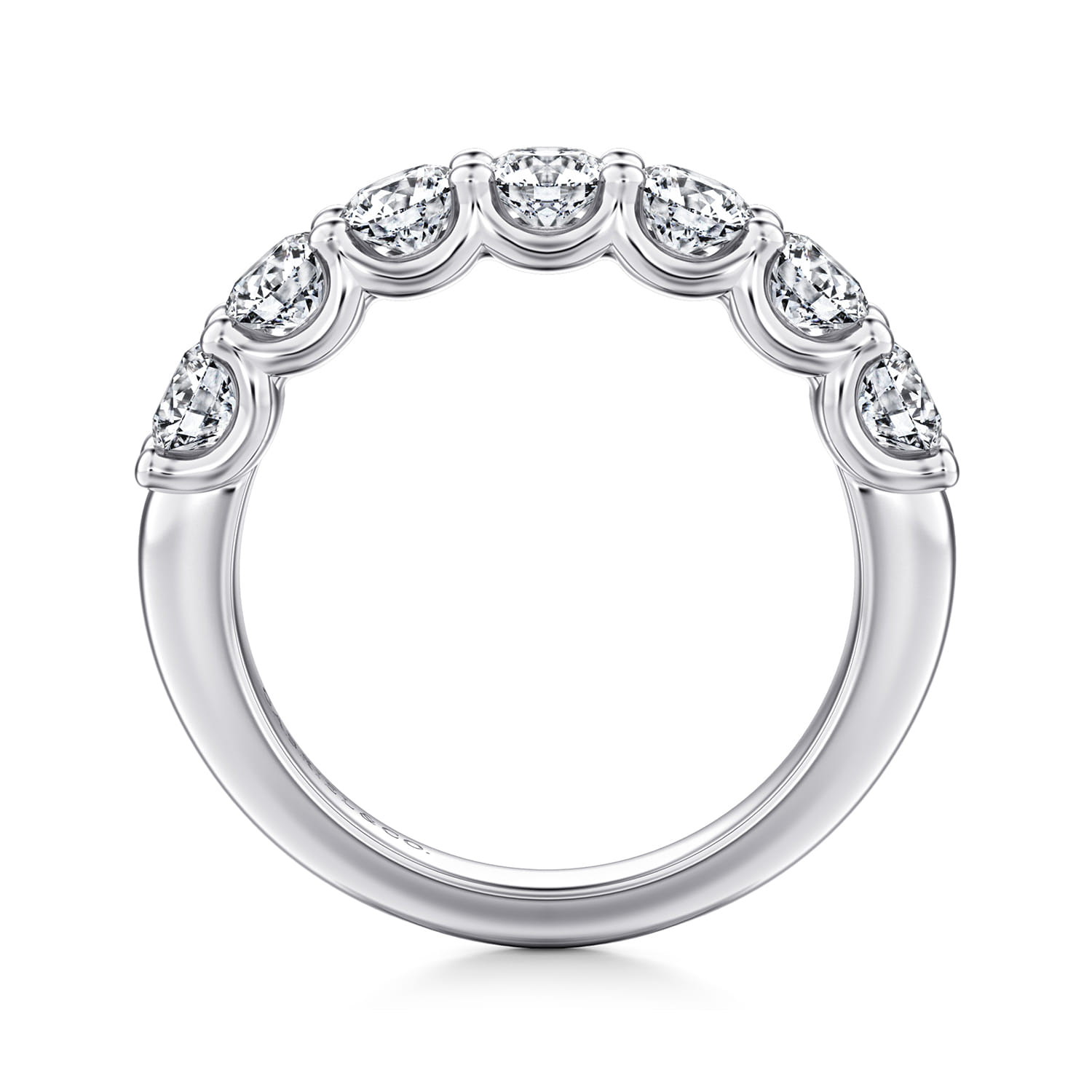 Scallop Setting 7 Stone Diamond Anniversary Band in 14K White Gold, photograph 2
