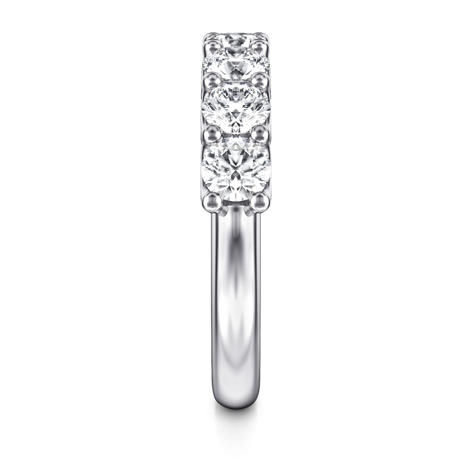 Scallop Setting 7 Stone Diamond Anniversary Band in 14K White Gold, photograph 4