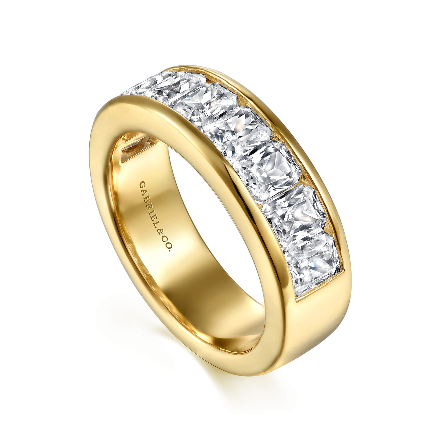Wide Channel Diamond Anniversary Band in 14K Yellow Gold, photograph 3