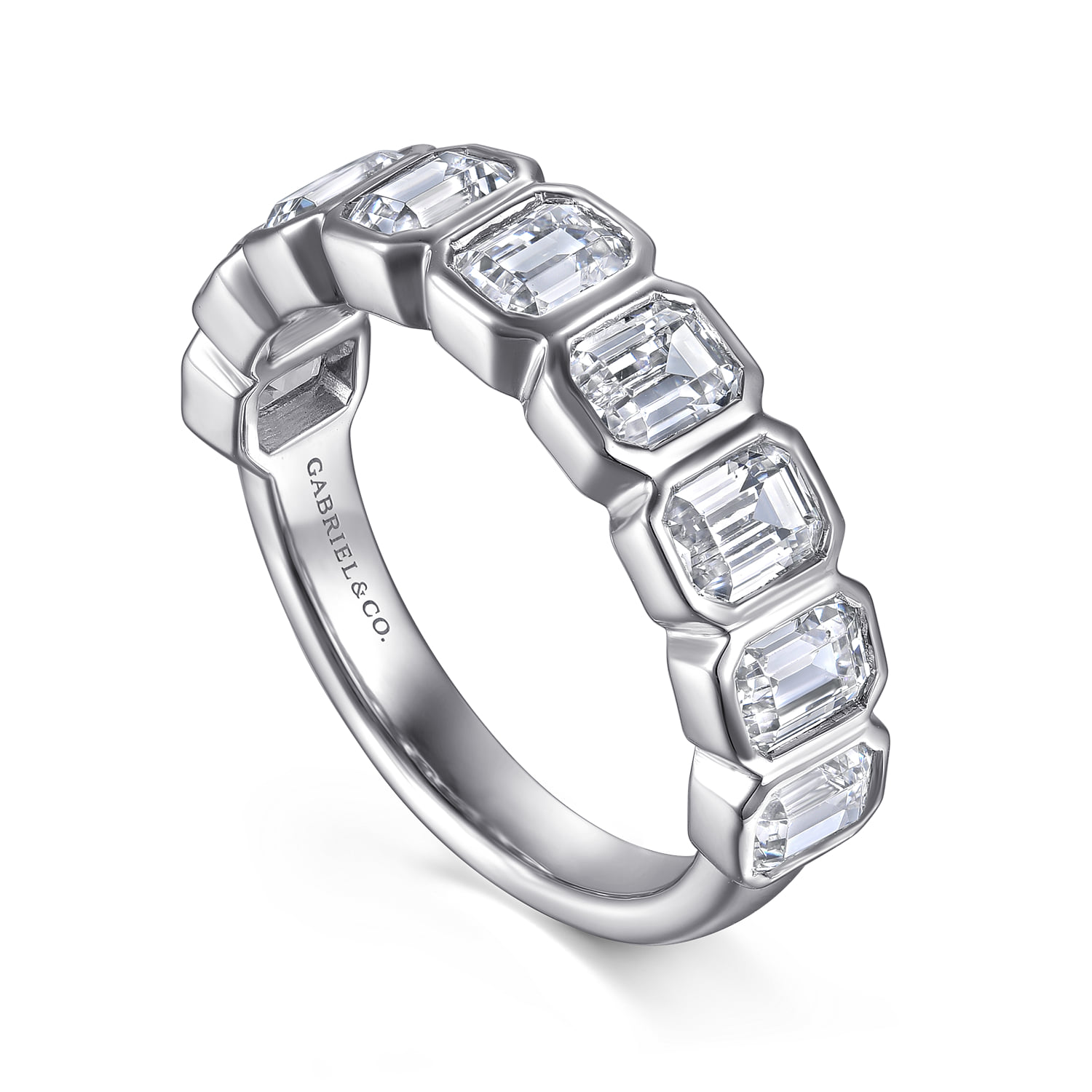 Bezel Diamond Anniversary Band in 14K White Gold, photograph 3