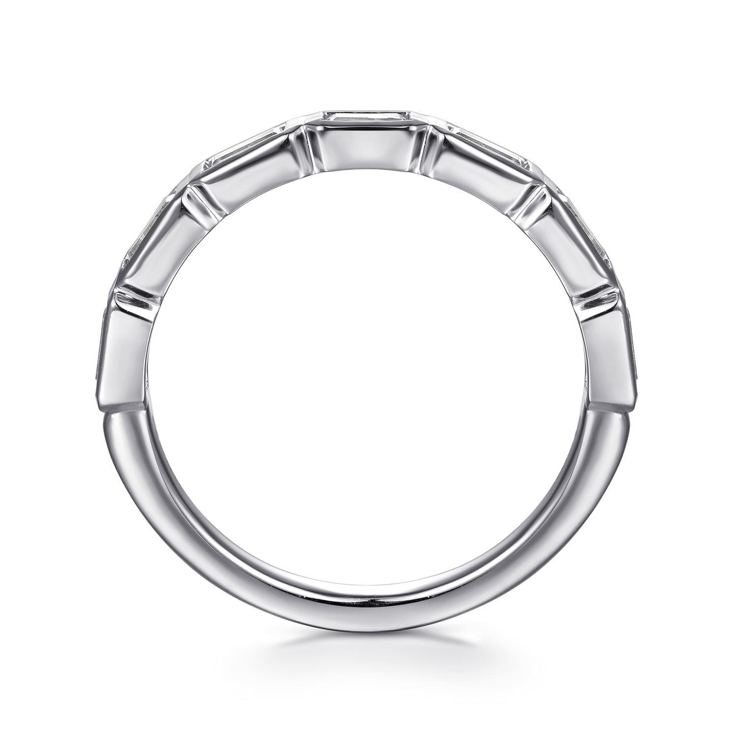 Bezel Baguette Diamond Anniversary Band in 14K White Gold, photograph 2