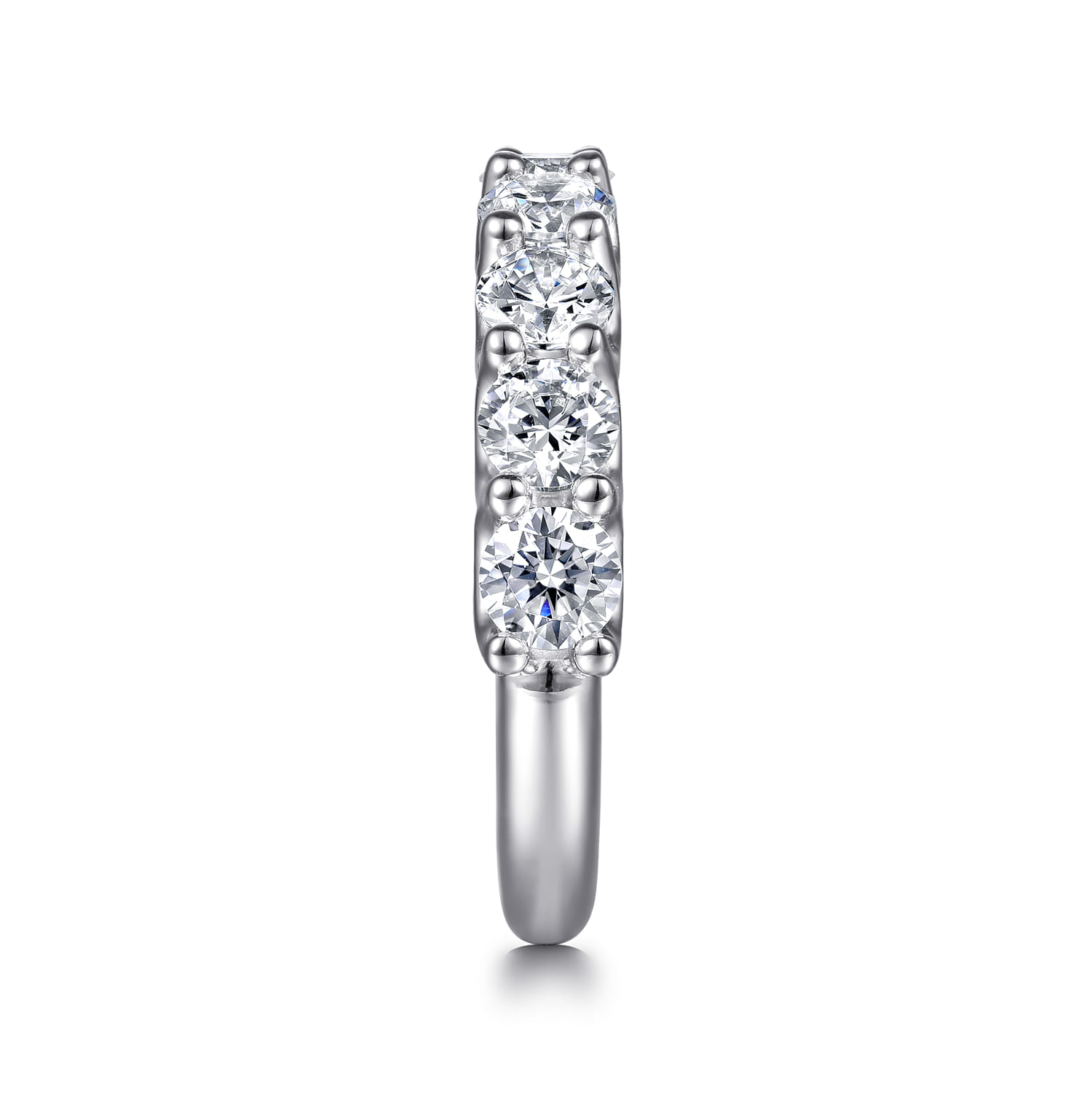Scallop Setting 9 Stone Diamond Anniversary Band in 14K White Gold, photograph 4