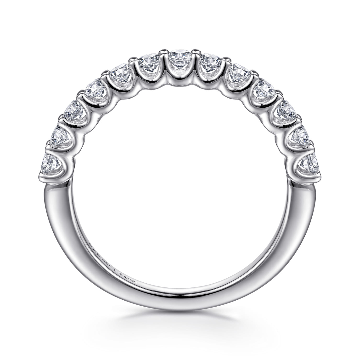Scallop Setting Diamond Wedding Band in 14K White Gold, photograph 2