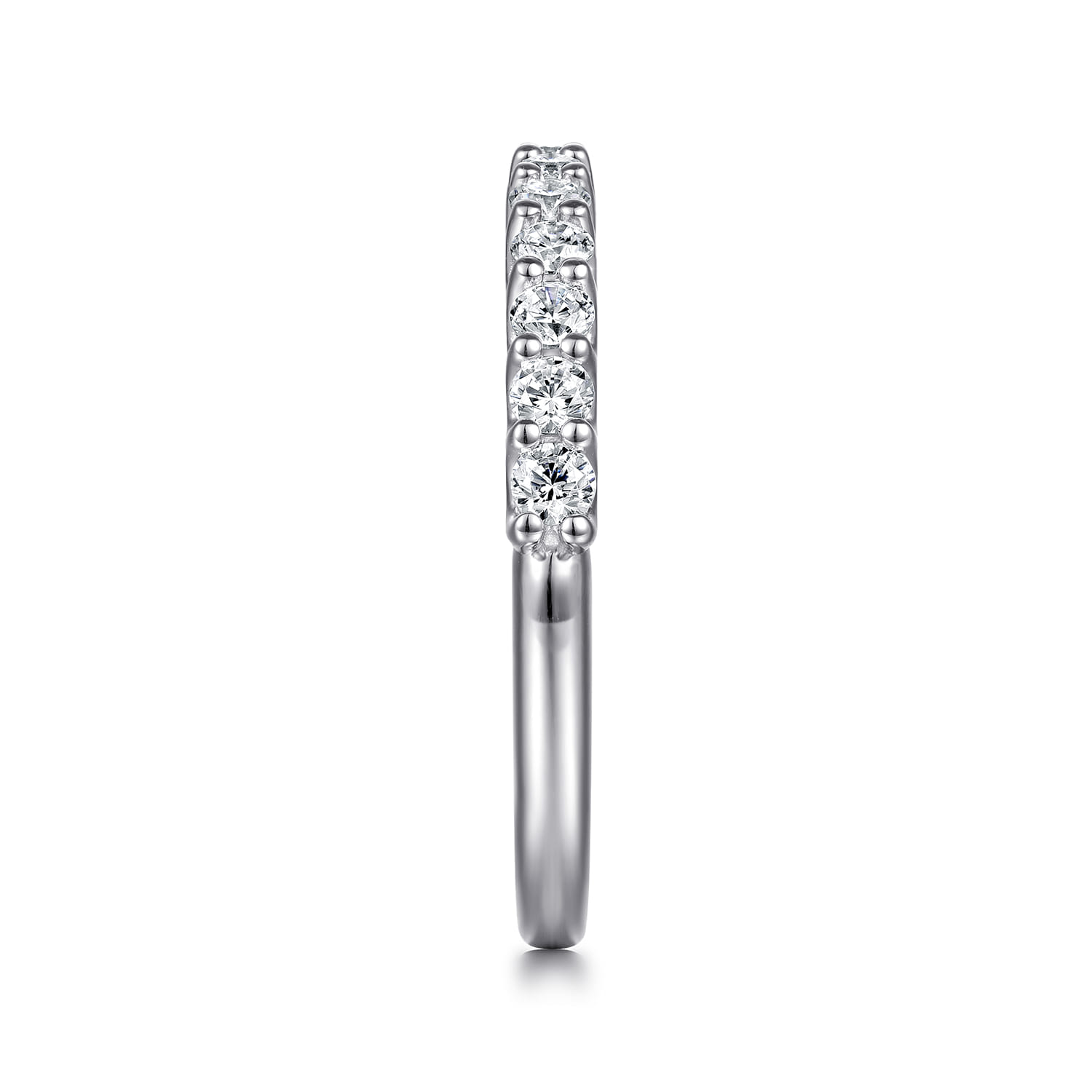 Scallop Setting Diamond Wedding Band in 14K White Gold, photograph 4