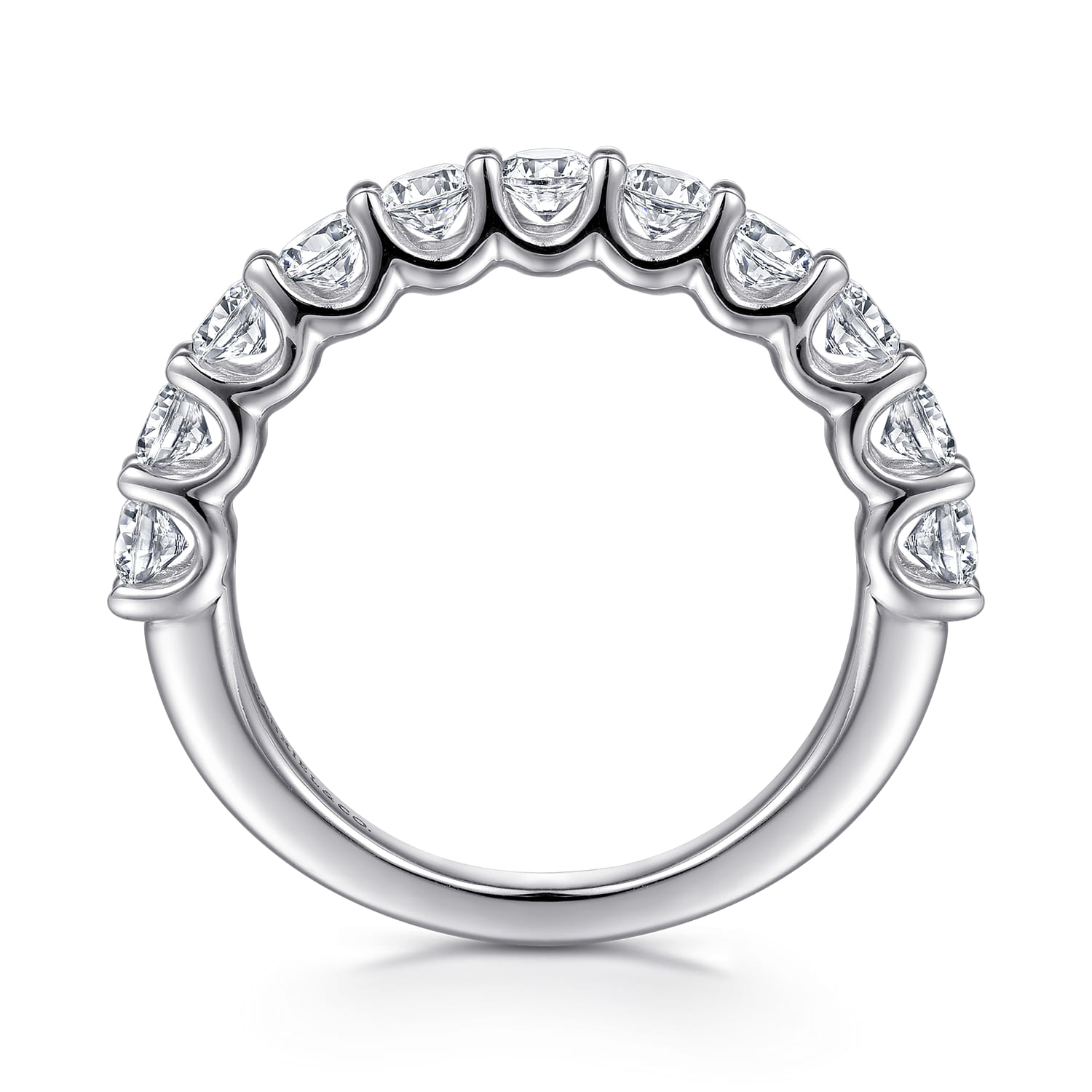 Scallop Setting Diamond Wedding Band in 14K White Gold, photograph 2