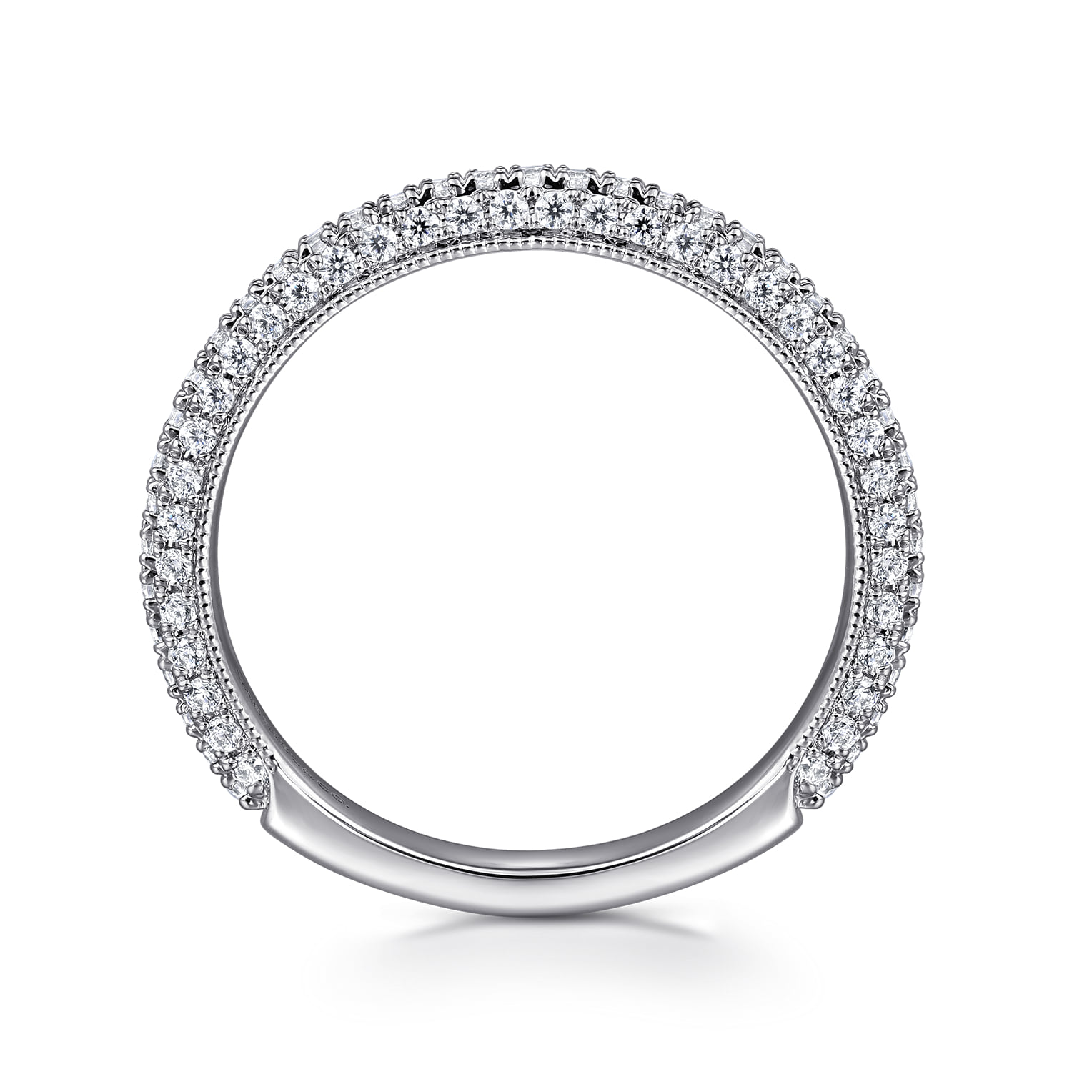 Micro Pave Diamond Wedding Band in 14K White Gold, photograph 2
