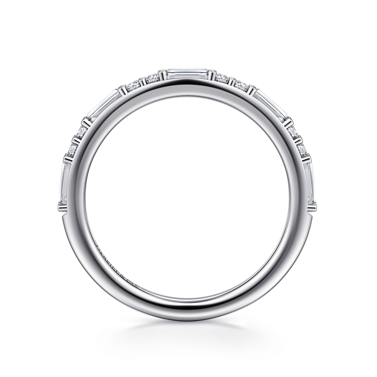 Pave and Baguette Diamond Anniversary Band in 14K White Gold, photograph 2