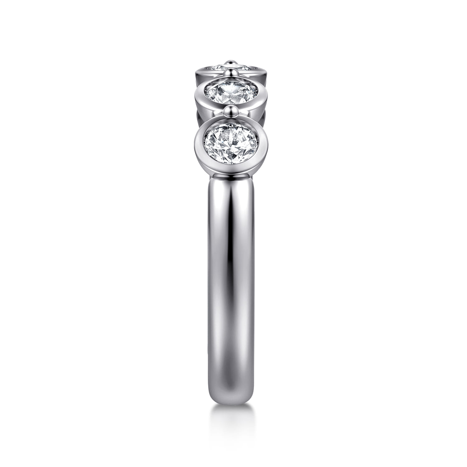 Bezel 5 Stone Diamond Anniversary Band in 14K White Gold, photograph 4