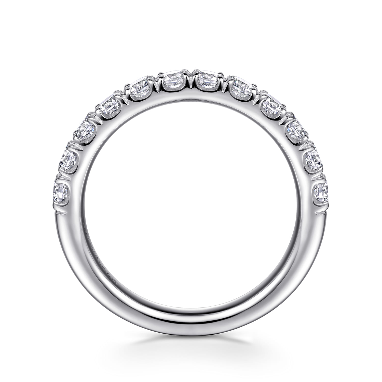 U Setting Half Way Around Diamond Wedding Band in 14K White Gold, photograph 2