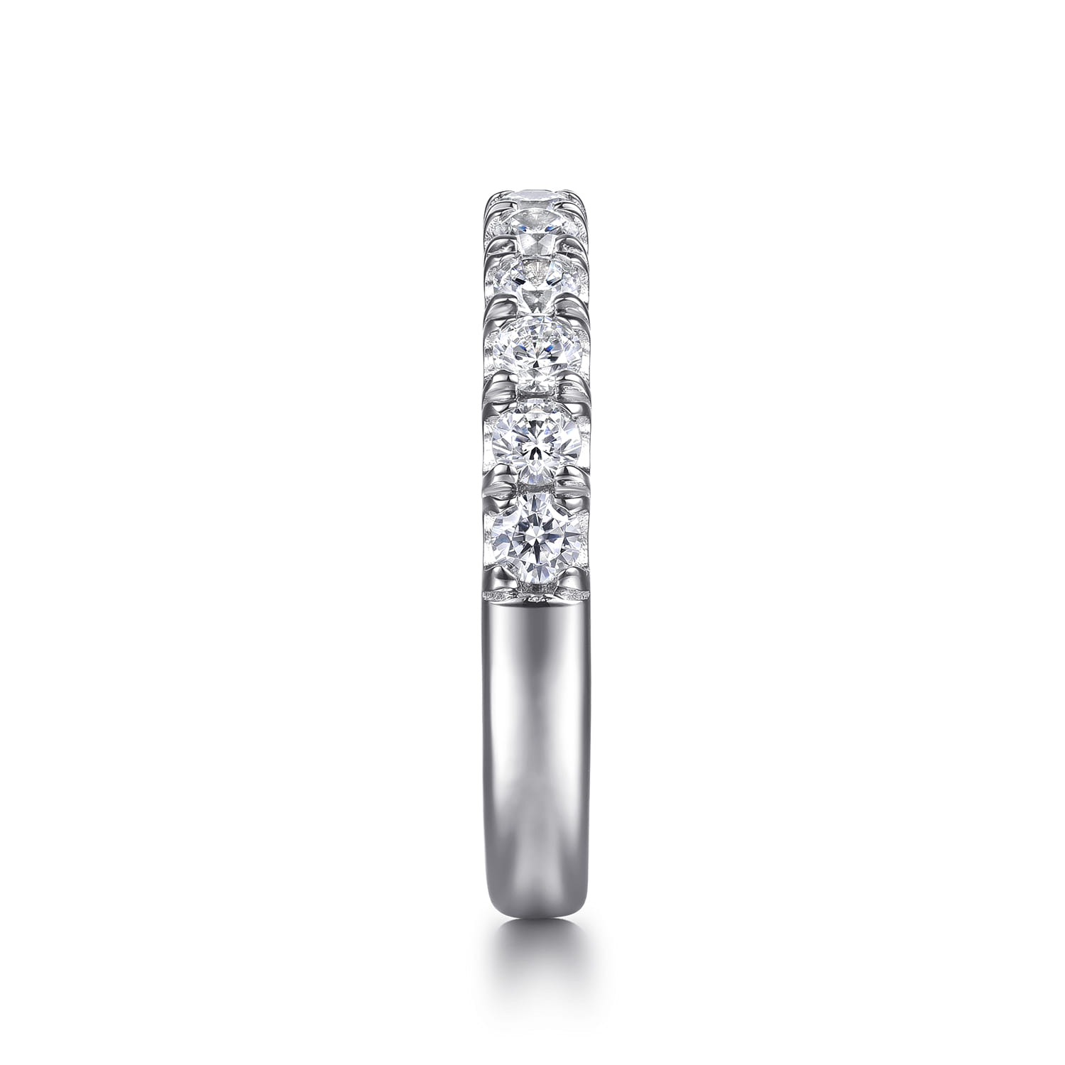 U Setting Half Way Around Diamond Wedding Band in 14K White Gold, photograph 4