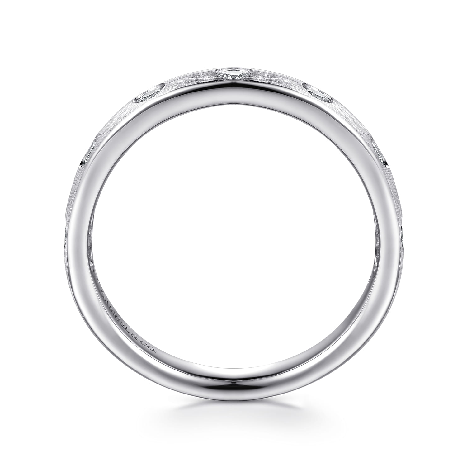 Flush Set 7 Stone Diamond Anniversary Band in 14K White Gold, photograph 2