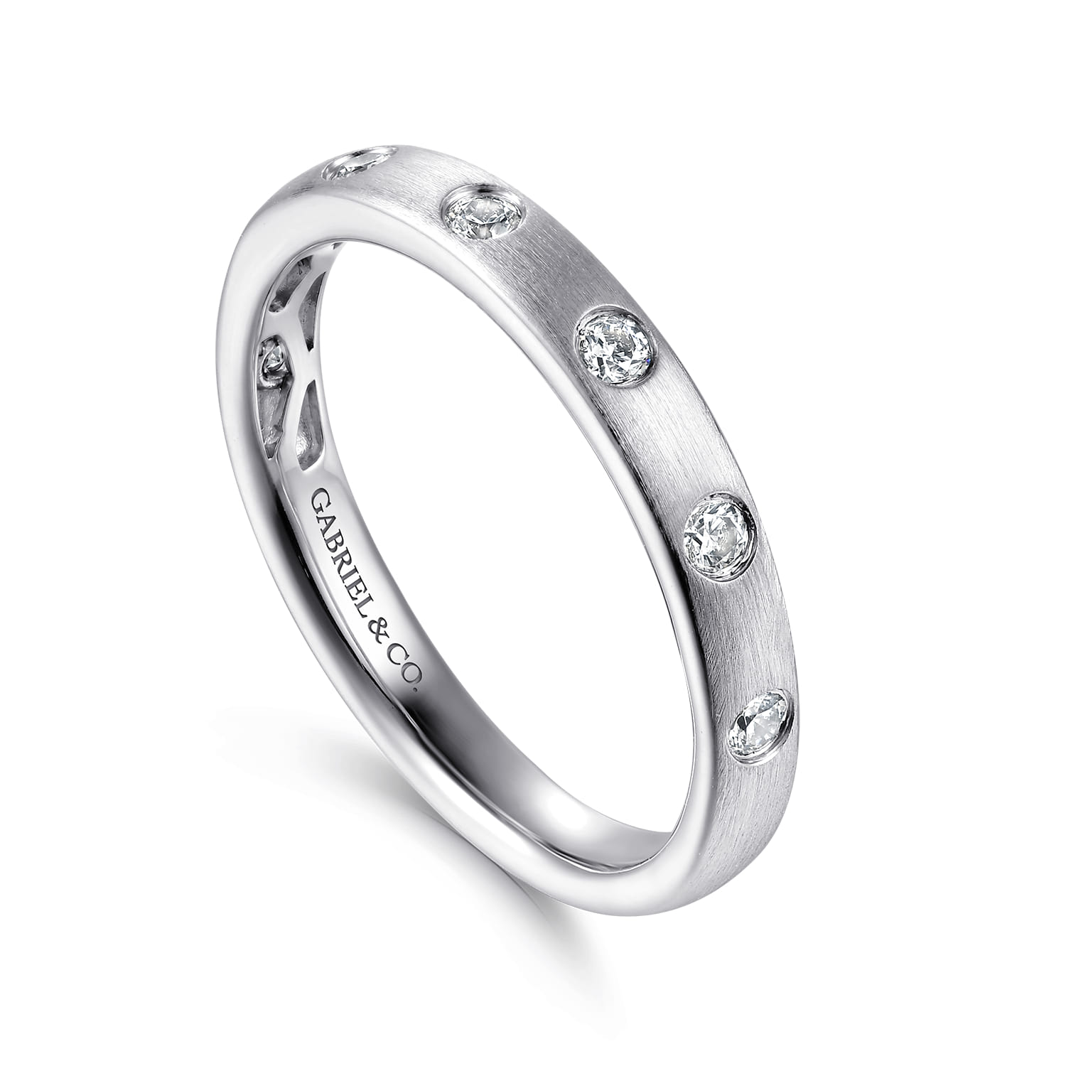 Flush Set 7 Stone Diamond Anniversary Band in 14K White Gold, photograph 3
