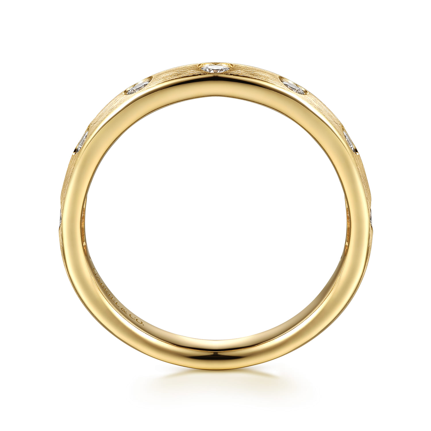 Flush Set 7 Stone Diamond Anniversary Band in 14K Yellow Gold, photograph 2
