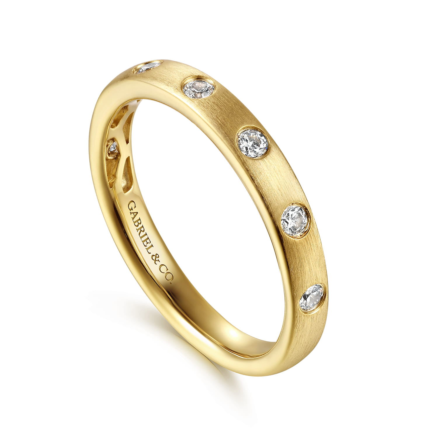 Flush Set 7 Stone Diamond Anniversary Band in 14K Yellow Gold, photograph 3