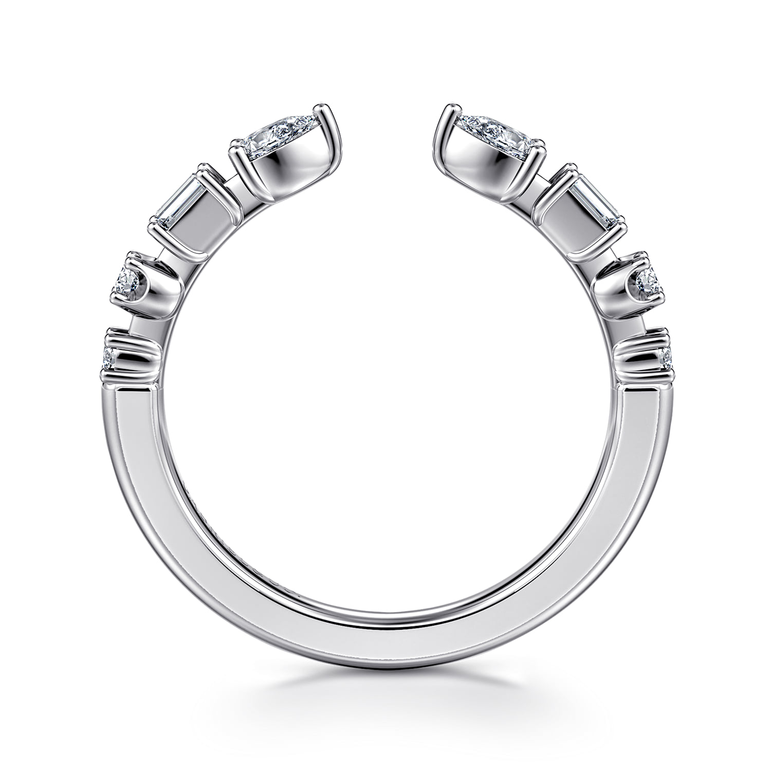 Baguette and Open Diamond Band in 14K White Gold, photograph 2